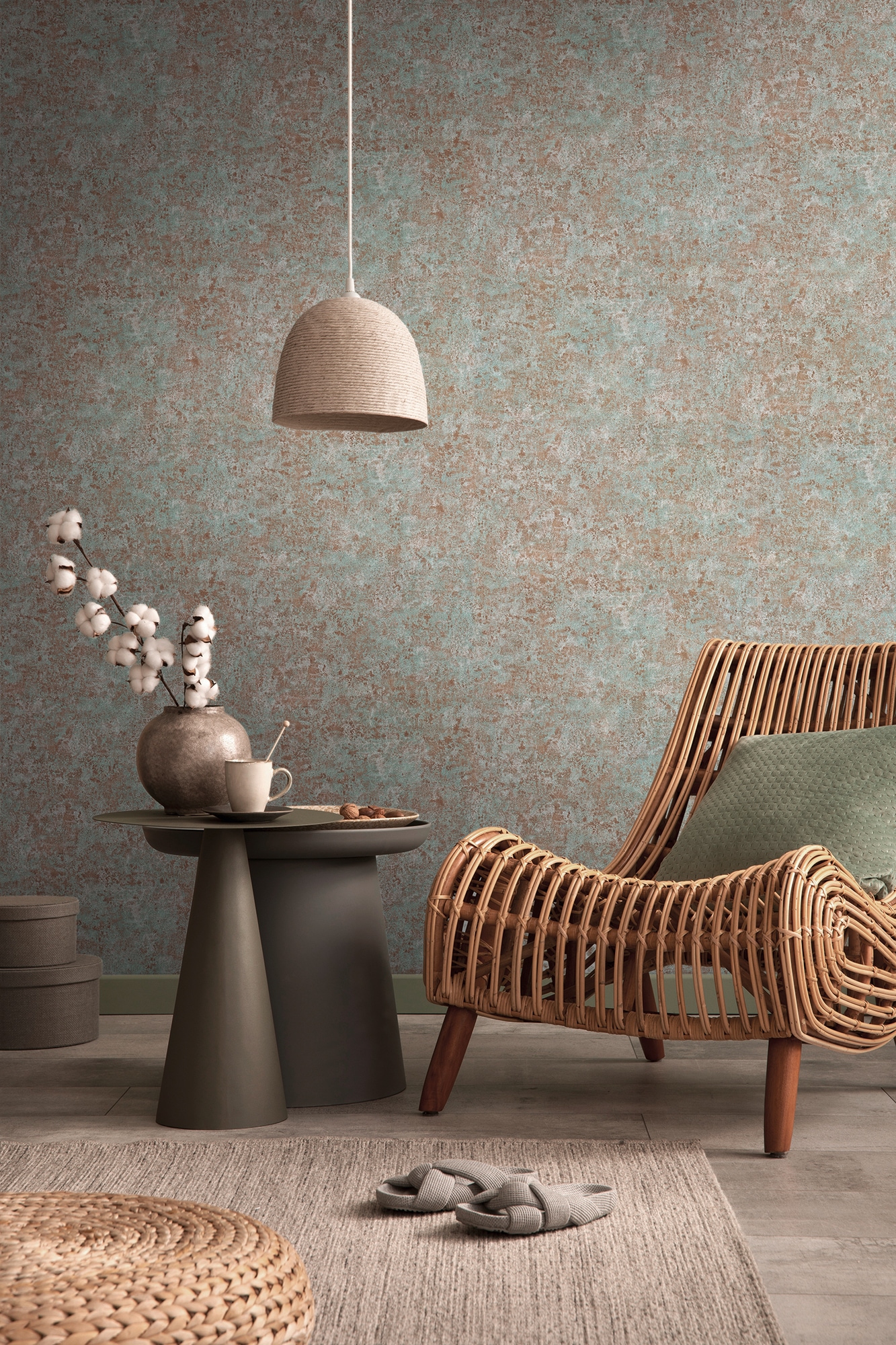 living walls Vliestapete »Metropolitan Stories. Travel Styles. Metallic-Tapete«, metallic-Metall-Effekte-gemustert, Grobe Struktur-Tapete Putzoptik Designtapete Hochwertig Tapeten Flur