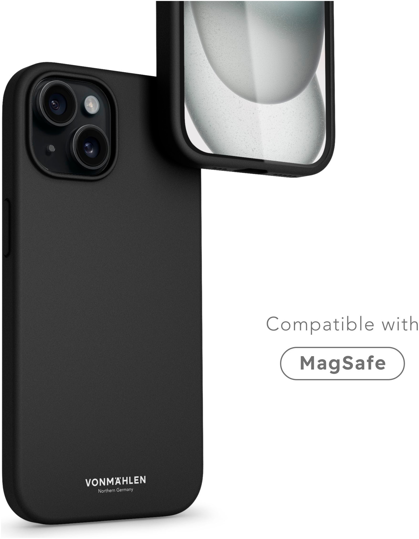 VONMÄHLEN Smartphone-Hülle »iPhone 15, Eco Silicone Case - Black«