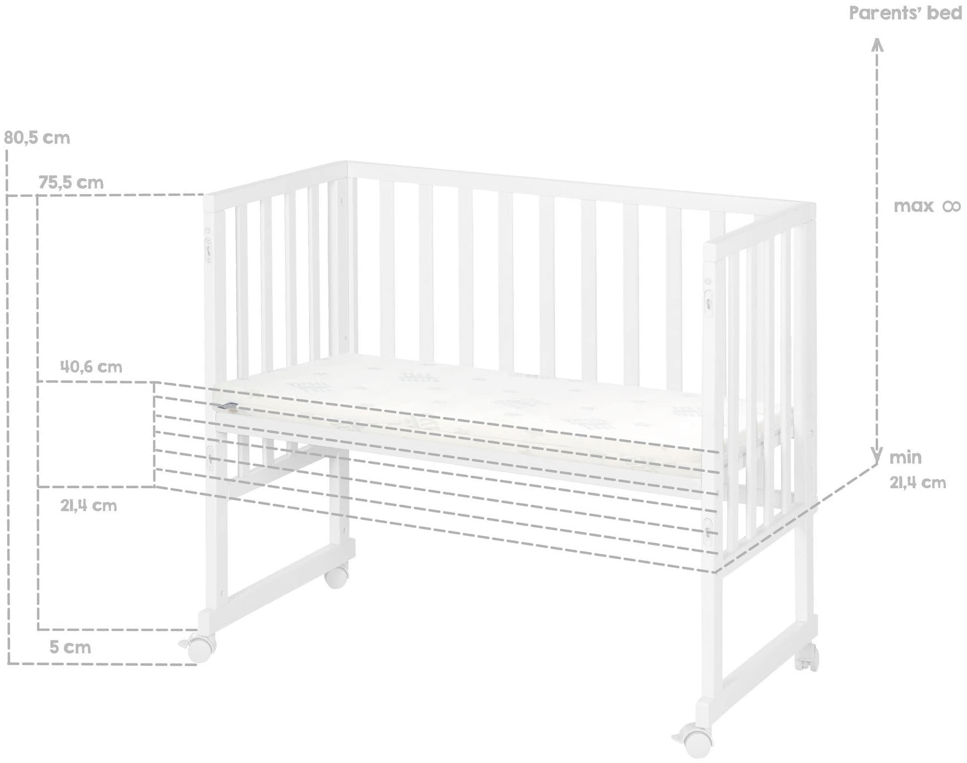roba® Stubenbett »3in1 roba Style, weiß/silbergrau«, mit 4 Rollen, Matratze, Nestchen und Sicherheitsbarriere