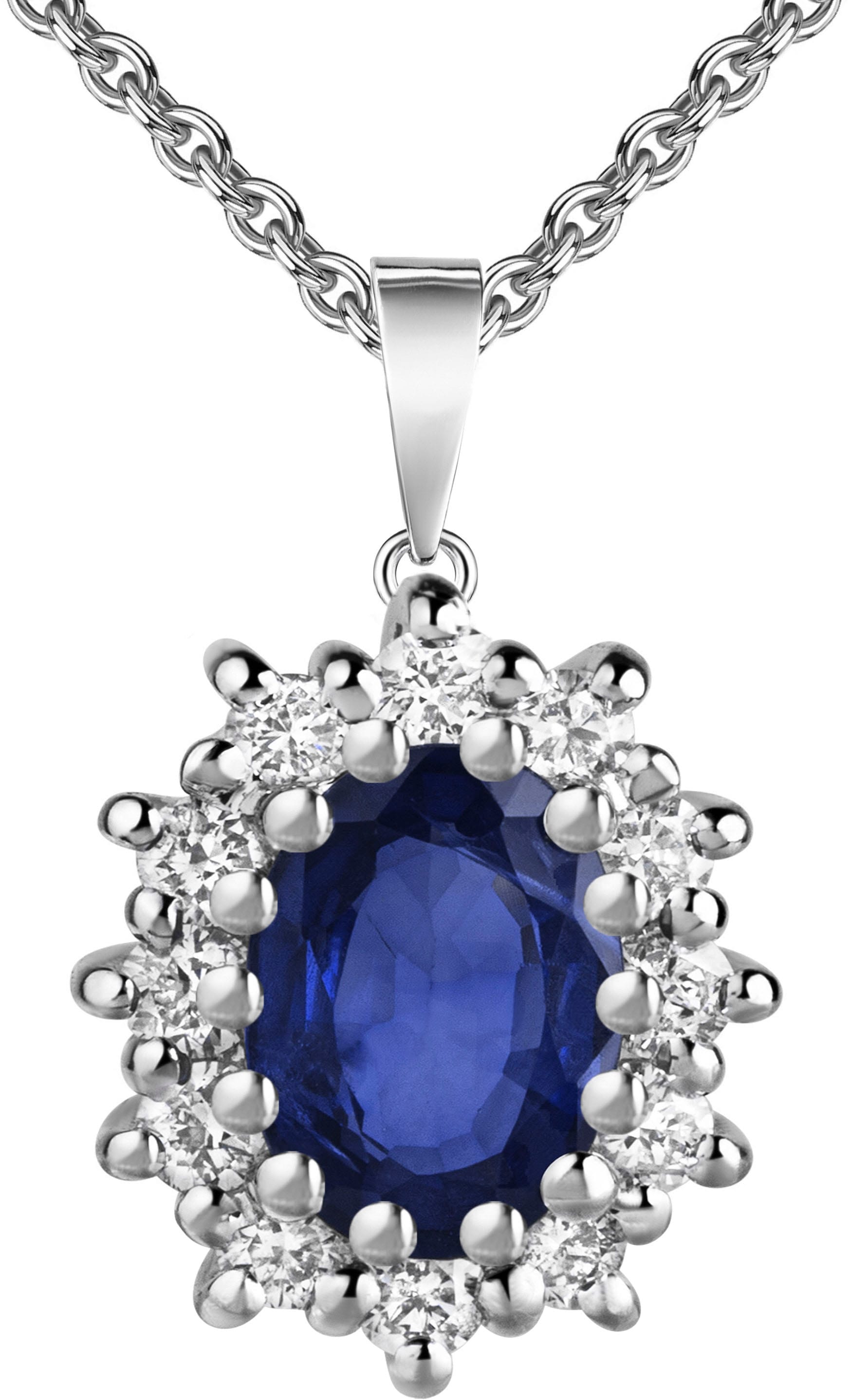 Firetti Kette mit Anhänger »Schmuck Geschenk Silber 925 Halsschmuck Ankerkette Anhänger Diana« Made in Germany - mit Zirkonia (synth.)