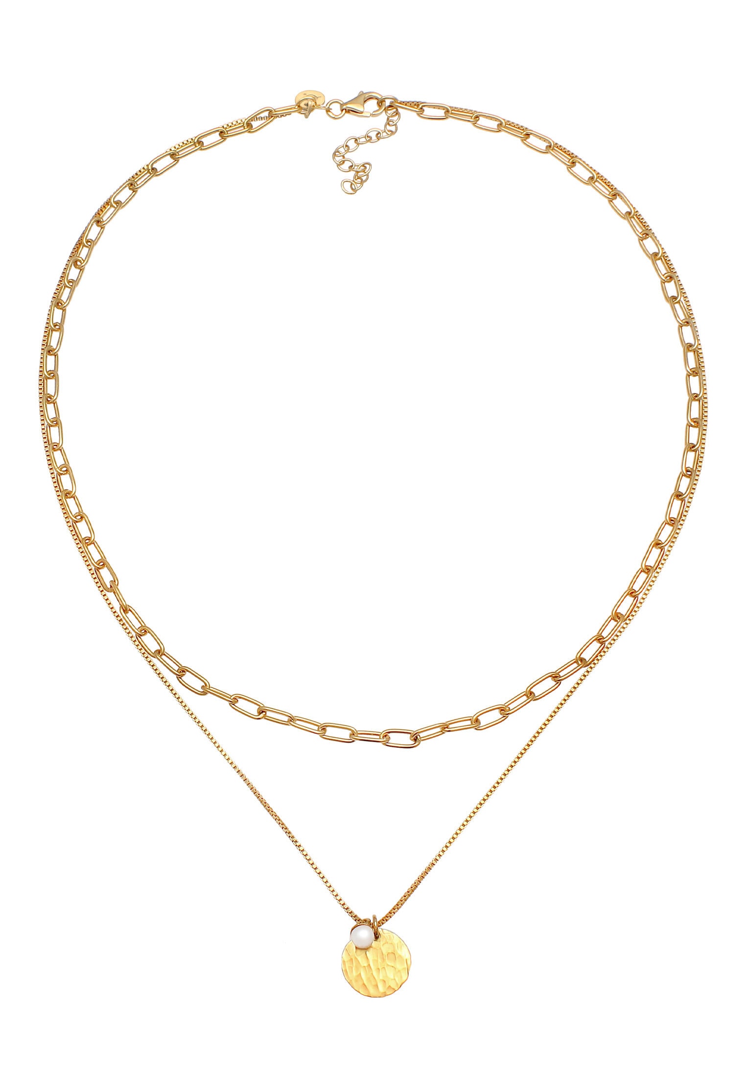 Elli Premium Gliederkette »Layer Plättchen Layer Figaro 2-lagig 925 Silber«