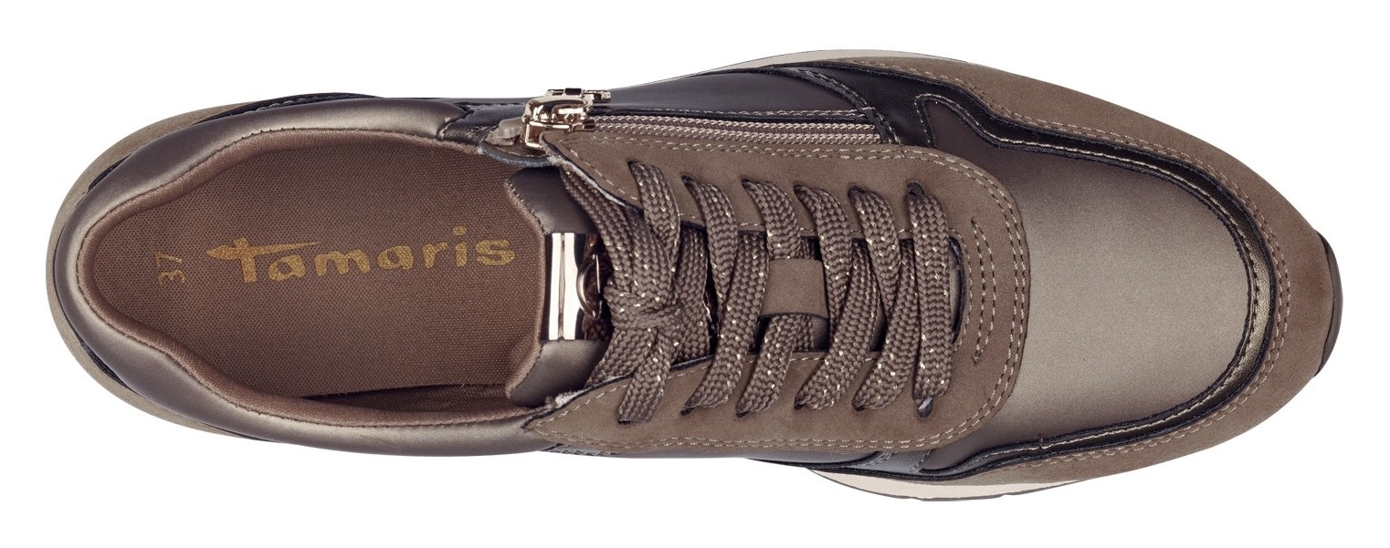 Tamaris Plateausneaker, Freizeitschuh, Halbschuh, Schnürschuh mit dezenten Metallic-Details