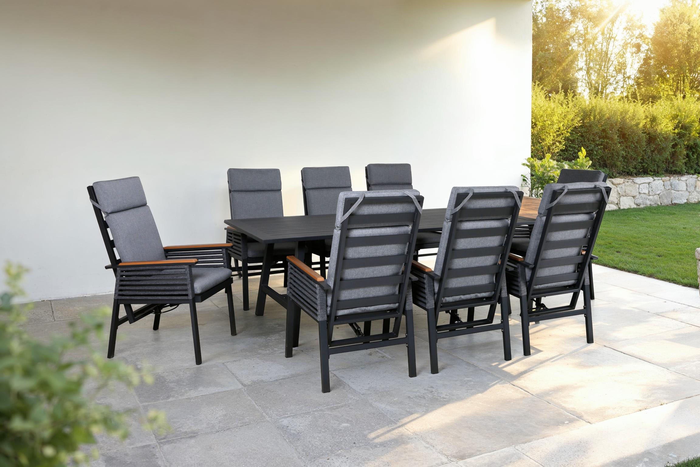 KONIFERA Garten-Essgruppe »Edessa Komfort« Set, 8x Stuhl mit Rückenverstell günstig online kaufen