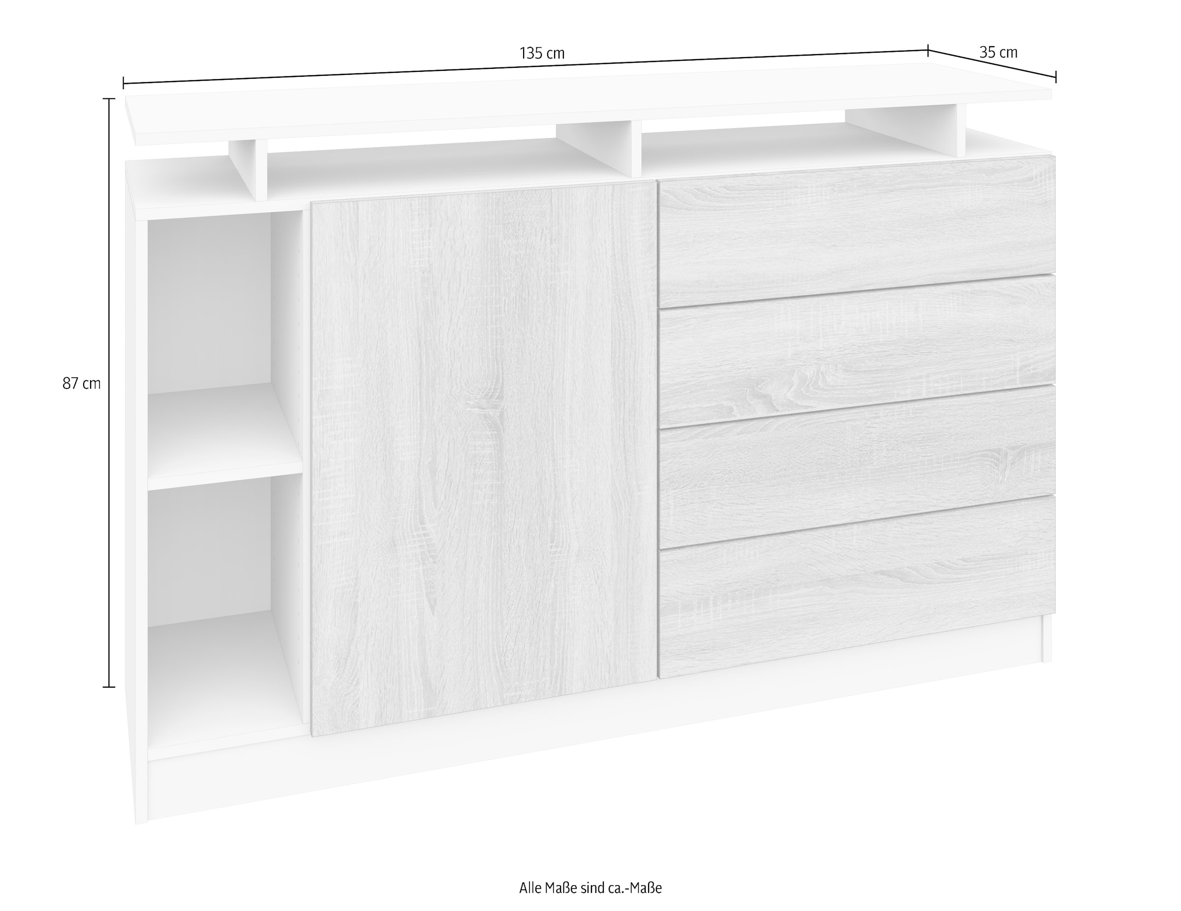 borchardt Möbel Sideboard »Vaasa« moderne grifflose Optik, Push-to-Open-Funktion