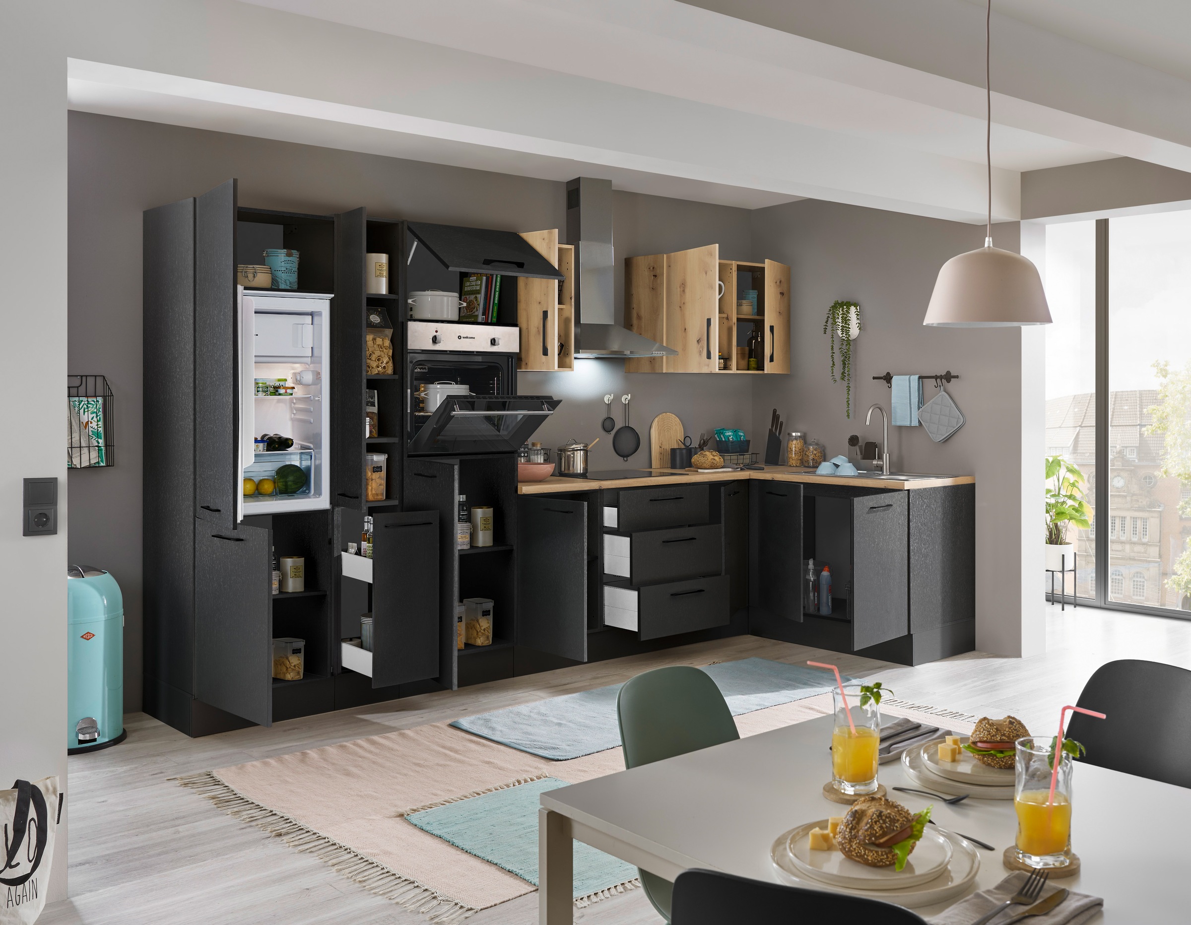 BASIC by Balculina Winkelküche »Turin«, Stellbreite 360x175 cm, wahlweise mit E-Geräten