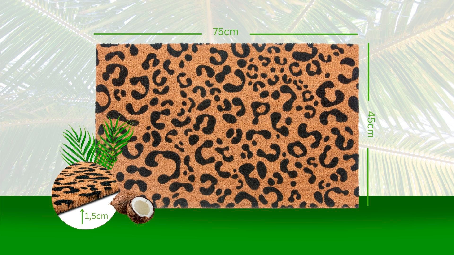 HANSE Home Fußmatte »Mix Mats Kokos Leopard Look, Türmatte«, rechteckig, 15 mm Höhe, Kokos, Schmutzfangmatte, Outdoor, Rutschfest, Innen, Kokosmatte, Flur