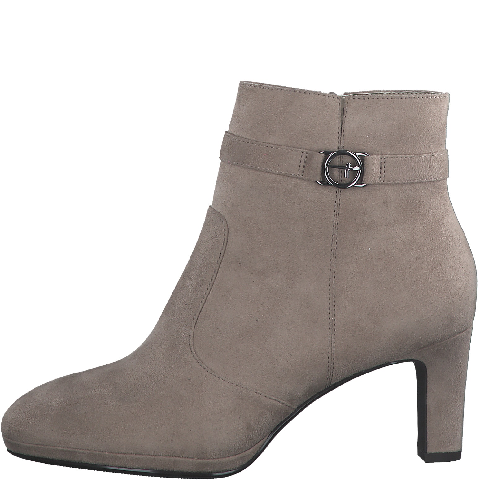 Tamaris Stiefelette, Trichterabsatz, Abendschuh mit elegantem Zierriemchen mit Logoemblem