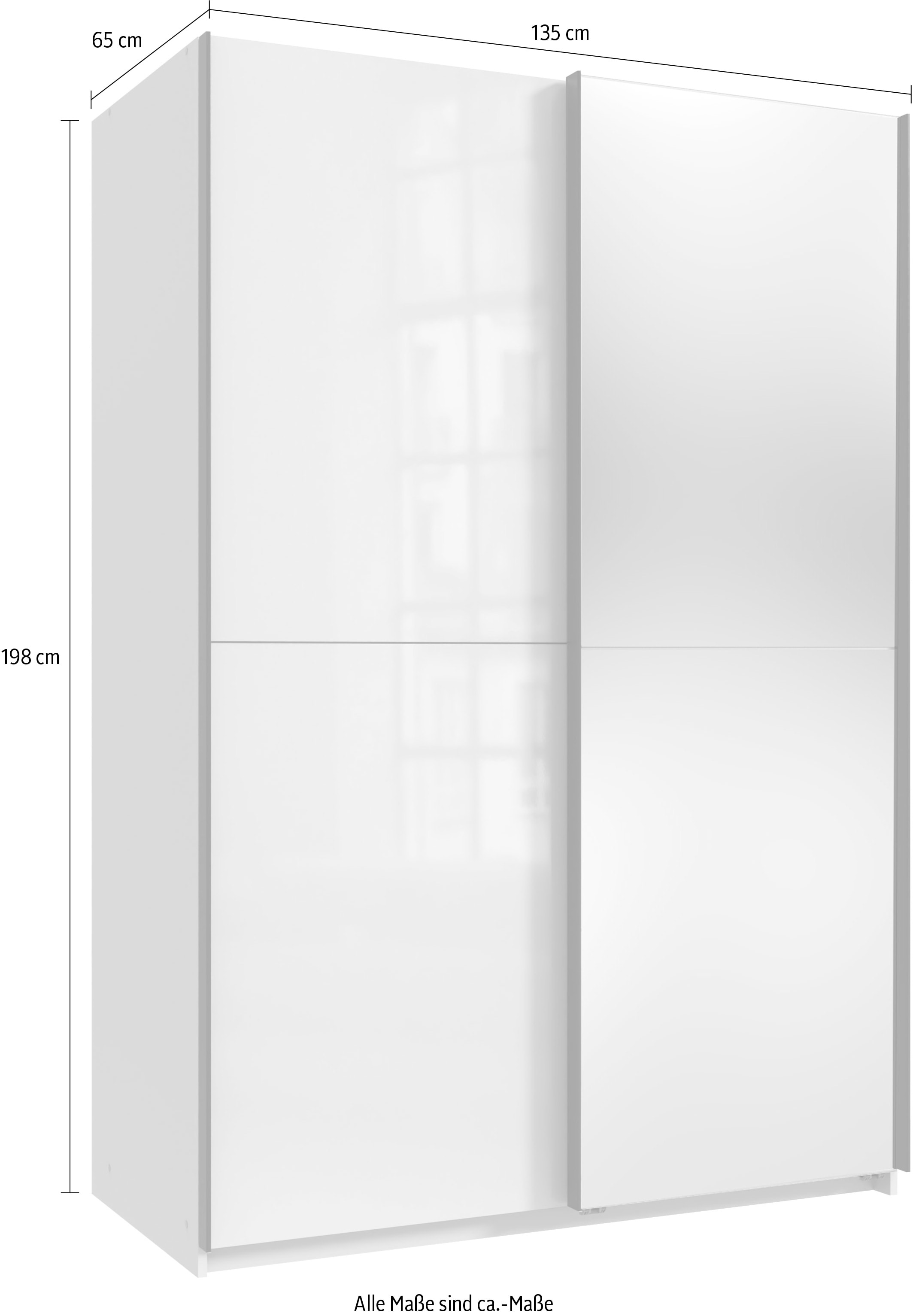Wimex Kleiderschrank »Mugano, B/T/H 135 oder 180/65/198cm, Made in Germany«, (wähle Deine Ausstattung: Basic oder Premium!), 2 Schwebetüren mit oder ohne Spiegel, Metallgriffe