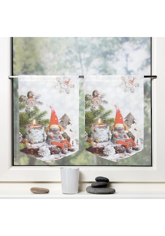 HOME WOHNIDEEN Vorhang »WEINACHTSWICHTEL«, (2 St.), Fensterbilder Voile digital bedruckt kaufen