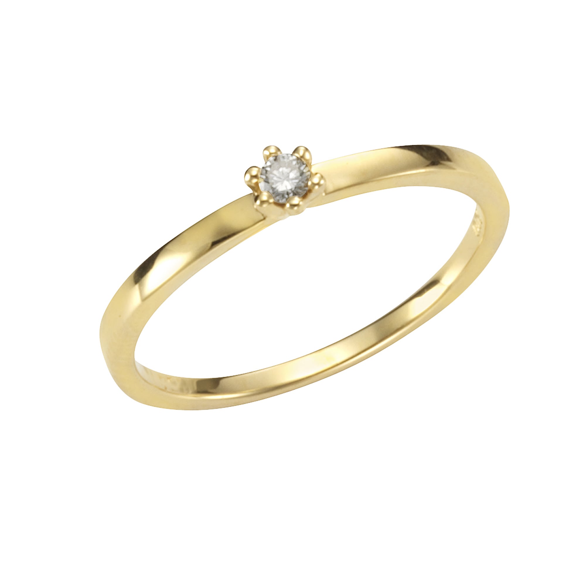 Fingerring „Gold 585 Brillant 0,05ct.“ gelb + weiß 0,05 ct SI = kleine Einschlüsse 056 (17,8) – 0,05 ct SI = kleine Einschlüsse