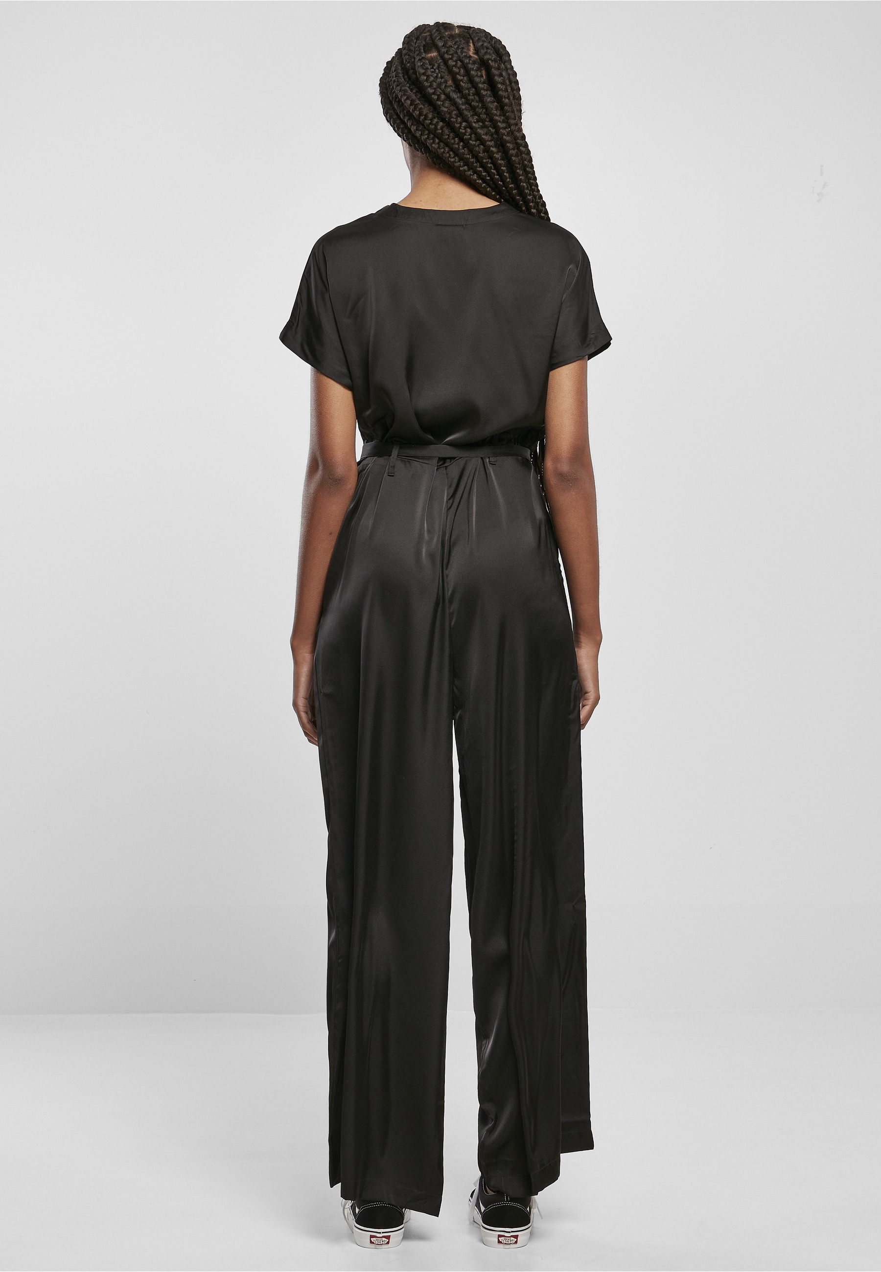 URBAN CLASSICS Jumpsuit »Urban Classics Damen Ladies Satin Wide Leg Belt Jumpsuit« 1 Stk.