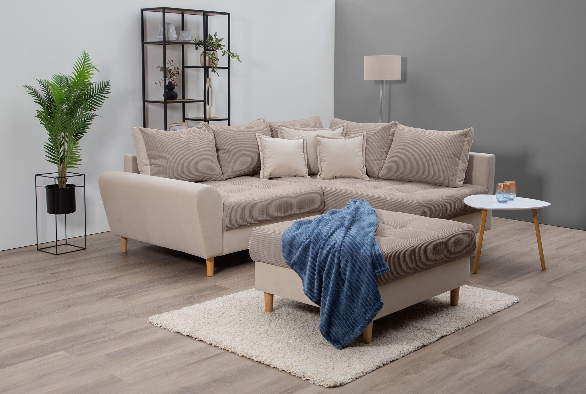 Home affaire Ecksofa »Rice L-Form inkl. Hocker«, (Set, mit Hocker), mit Bon günstig online kaufen