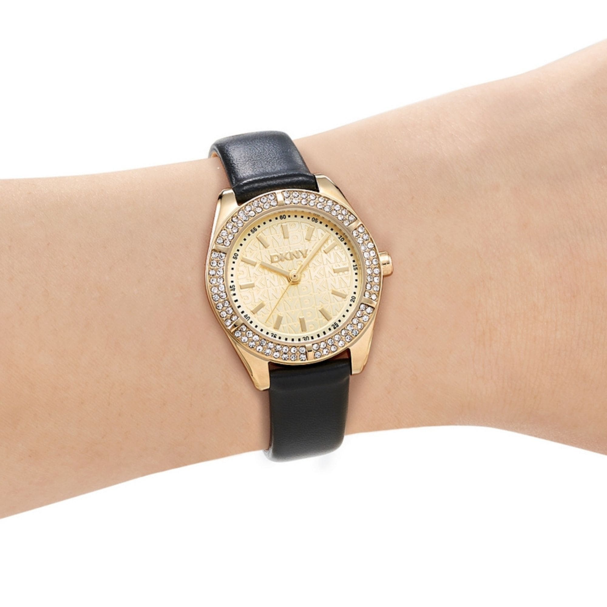 DKNY Quarzuhr »Evening Watch« Armbanduhr, Damenuhr, Lederarmband, analog