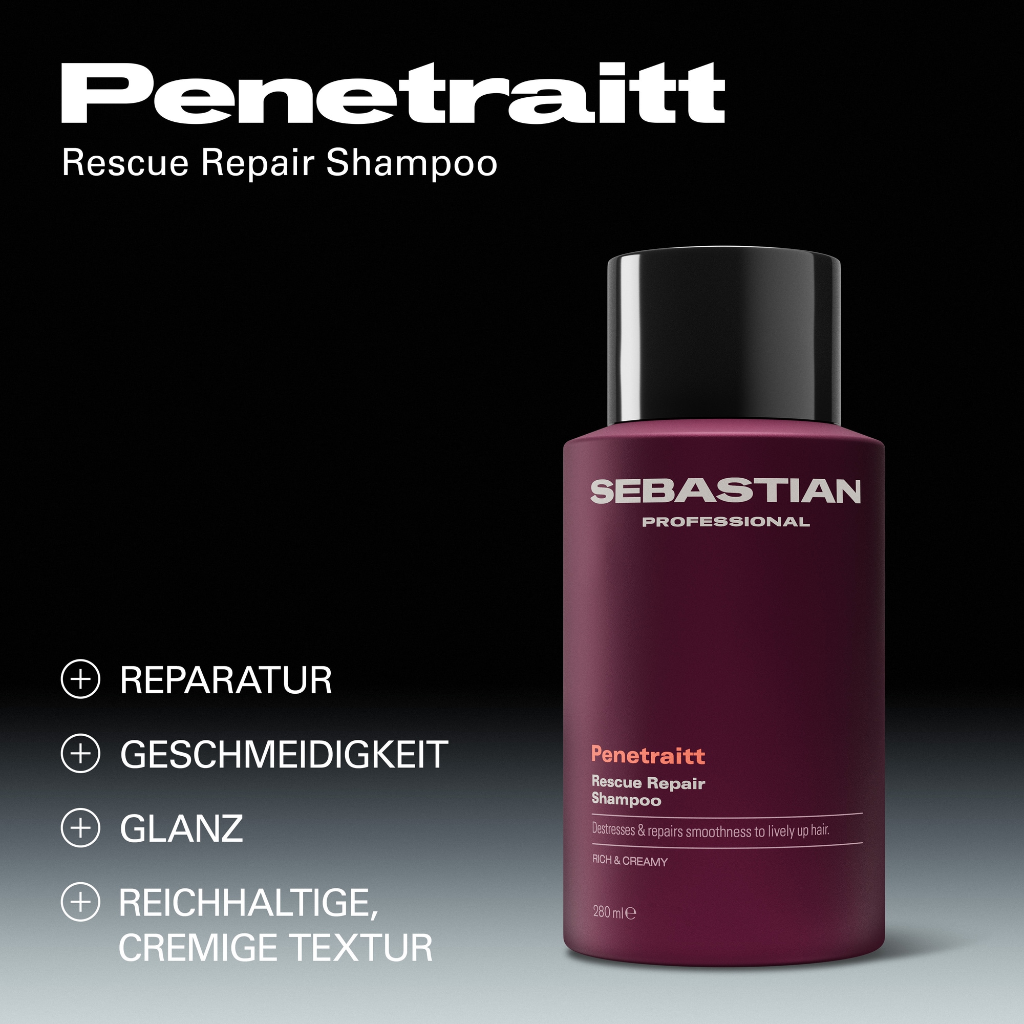 Sebastian Professional Haarshampoo »Penetraitt Shampoo« für trockenes und geschädigtes Haar, mit Panthenol, flüssige Textur