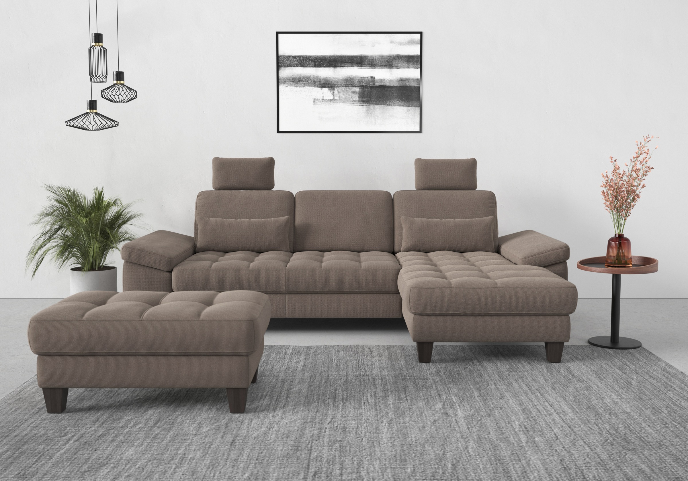 sit&more Ecksofa »Westham L-Form«, Recamiere, mit oder ohne Bettfunktion, Bettkasten, Füße wengefarben