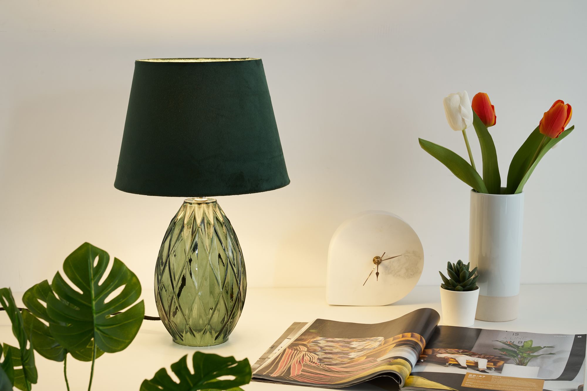 Pauleen Tischleuchte »Crystal Velvet«, E14, 1 St., Grün, Glas, Samt