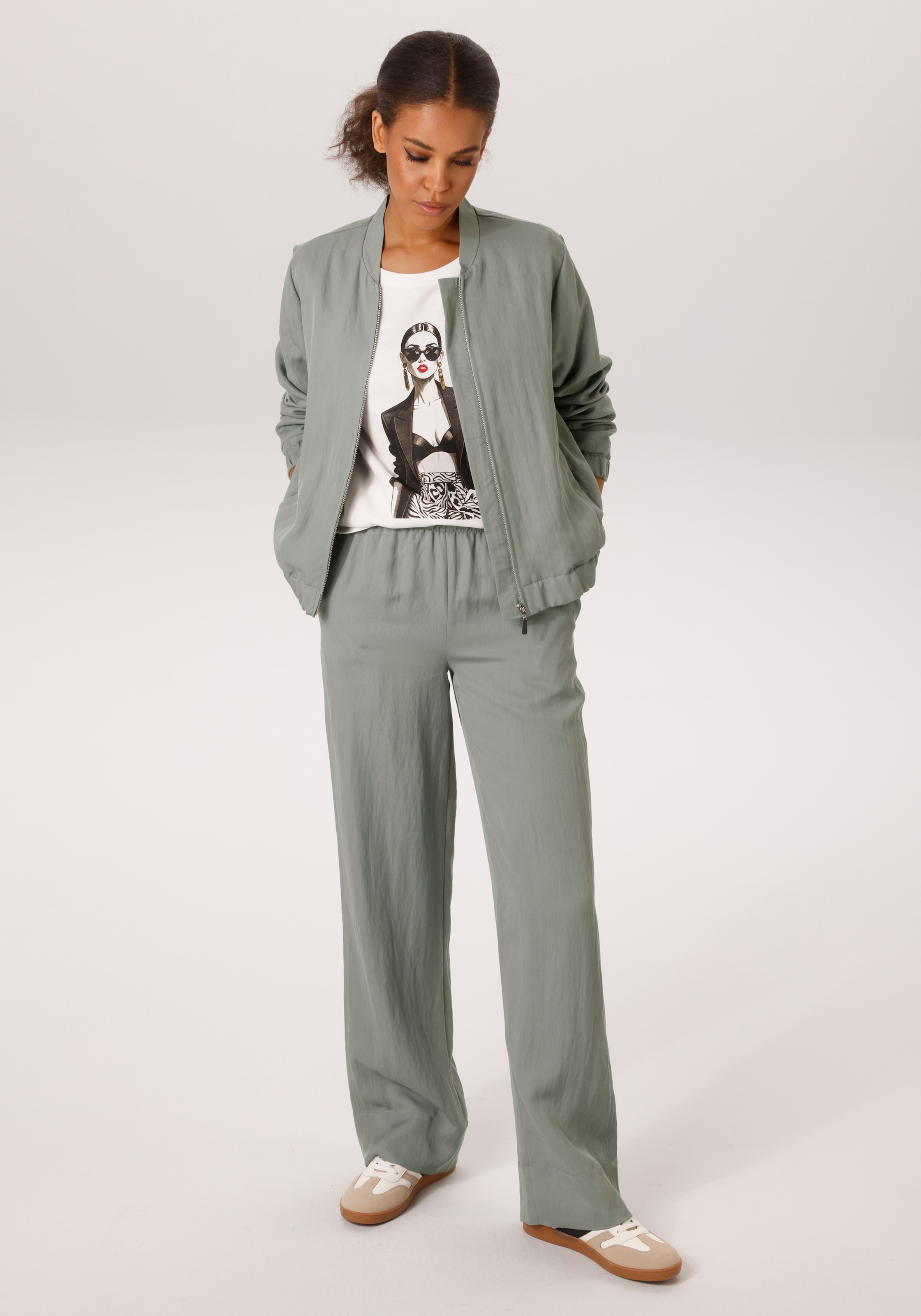 Aniston CASUAL Schlupfhose  in trendiger Twill-Qualität - NEUE KOLLEKTION