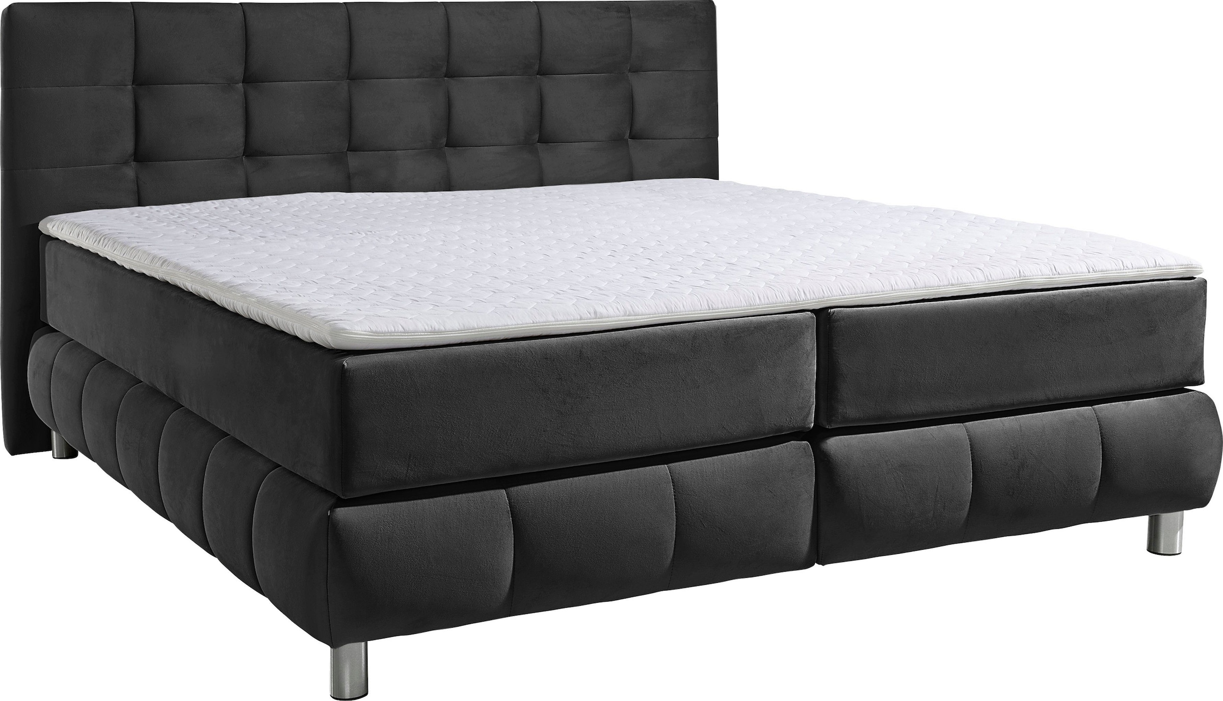 andas Boxspringbett »Salo XXL«, in Samtoptik oder Struktur, 6 Breiten in Überlänge 220cm, 4 Härtegrade