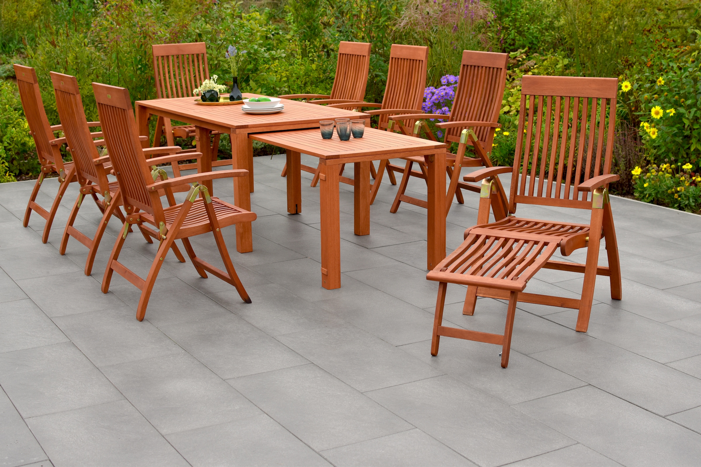 MERXX Garten-Essgruppe »Comodoro« Set, 9 Stk. tlg. 6 Klappsessel, 2 Klappse günstig online kaufen