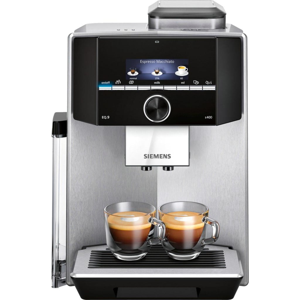 SIEMENS Kaffeevollautomat »EQ.9 s400 TI924501DE«, extra leise, automatische Milchsystem-Reinigung, bis zu 6 individuelle Profile, Edelstahl
