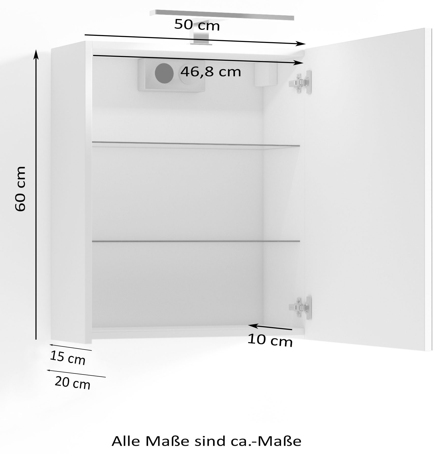 byLIVING Spiegelschrank »Spree«, 1-türig, Breite und cm, Schalter-/Steckdosenbox 50 Beleuchtung LED %Sale im jetzt mit