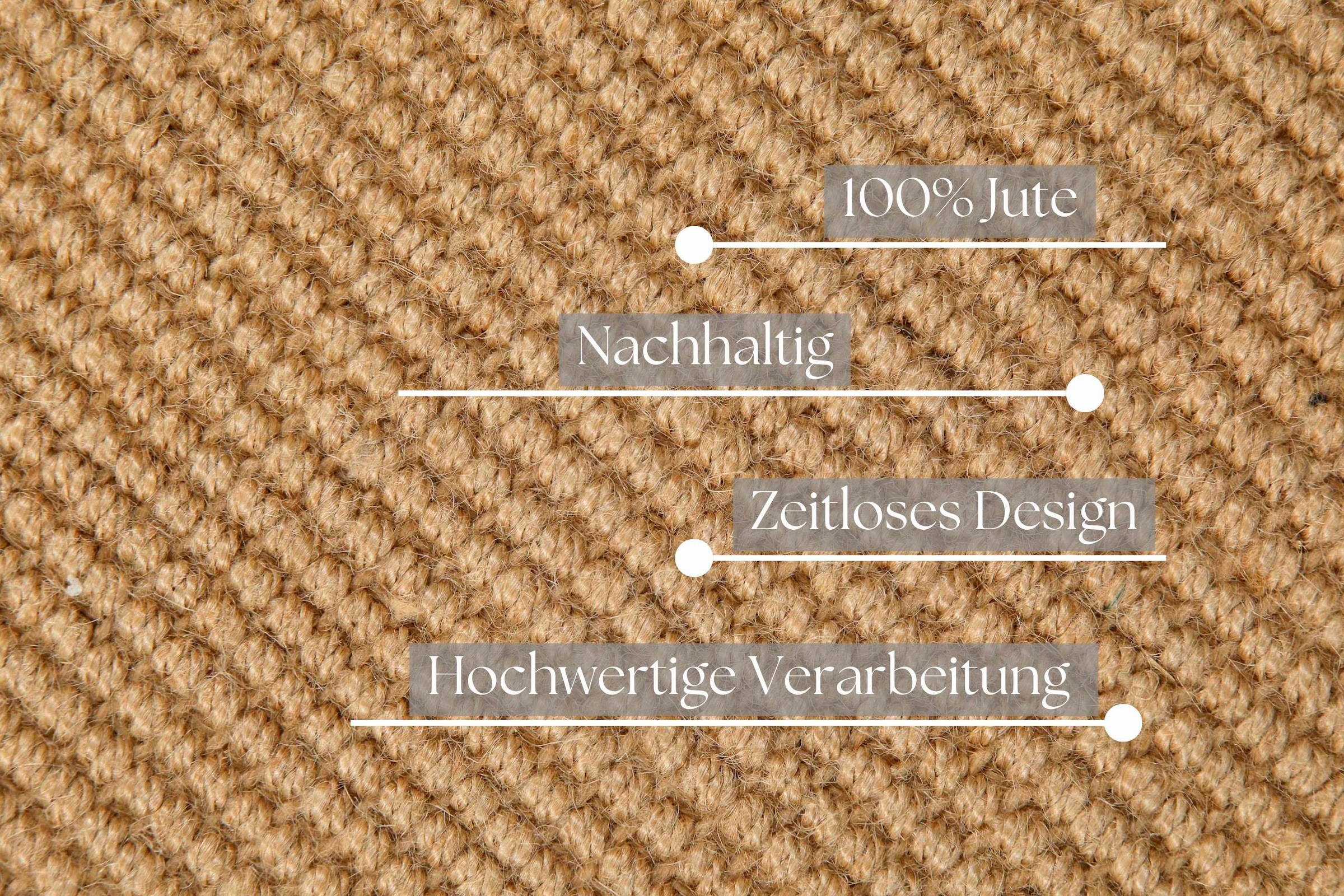 my home Teppich »Liora, Juteteppich, auch als Läufer erhältlich«, rechteckig, 5 mm Höhe, Flachgewebe, 100% Natur Jute, eingefasst, Wohnzimmer, Schlafzimmer