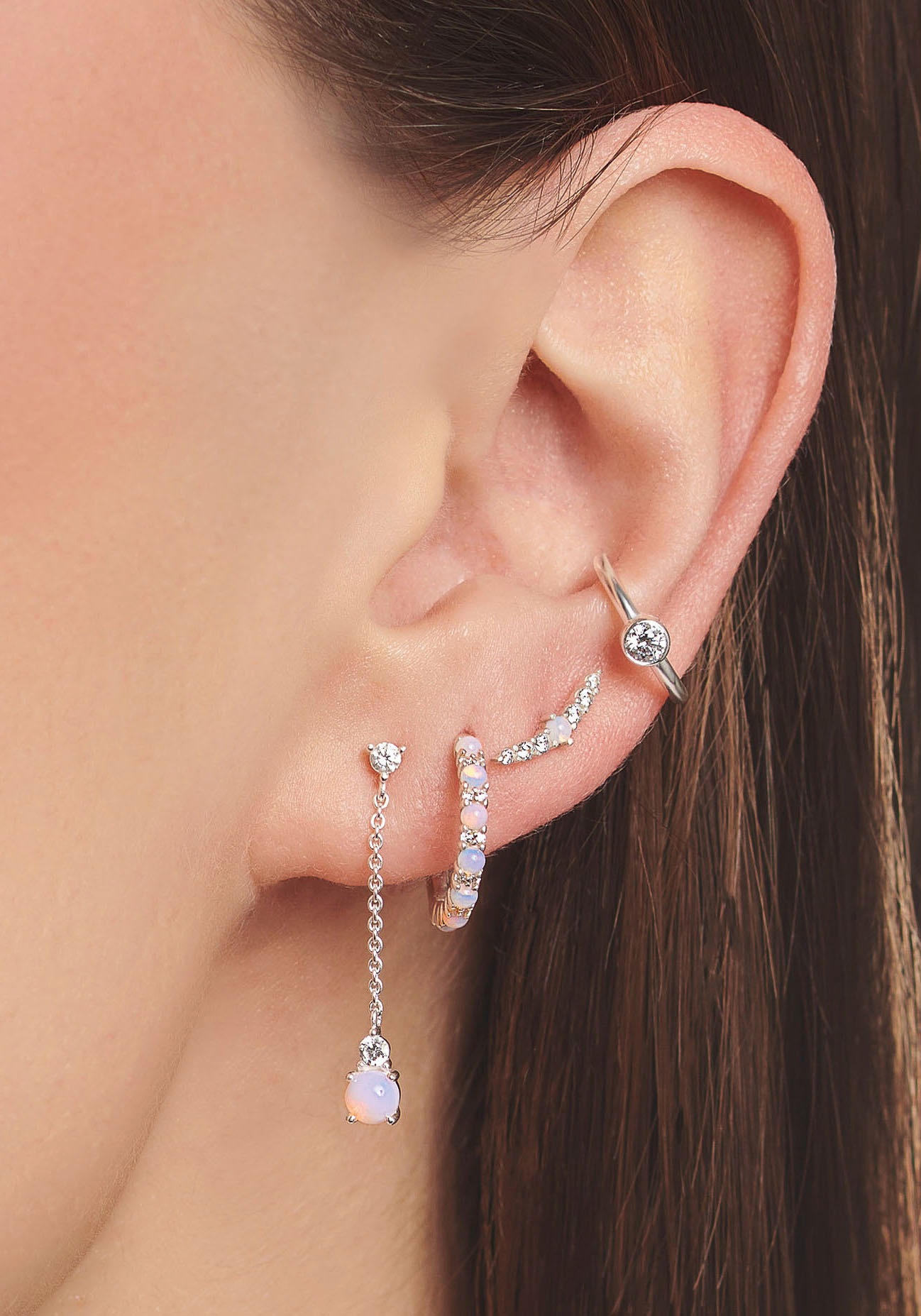 THOMAS SABO Single-Ohrstecker »Opal-Imitation, H2182-166-7«, mit Glas-Keramik Stein, Zirkonia (synth.)