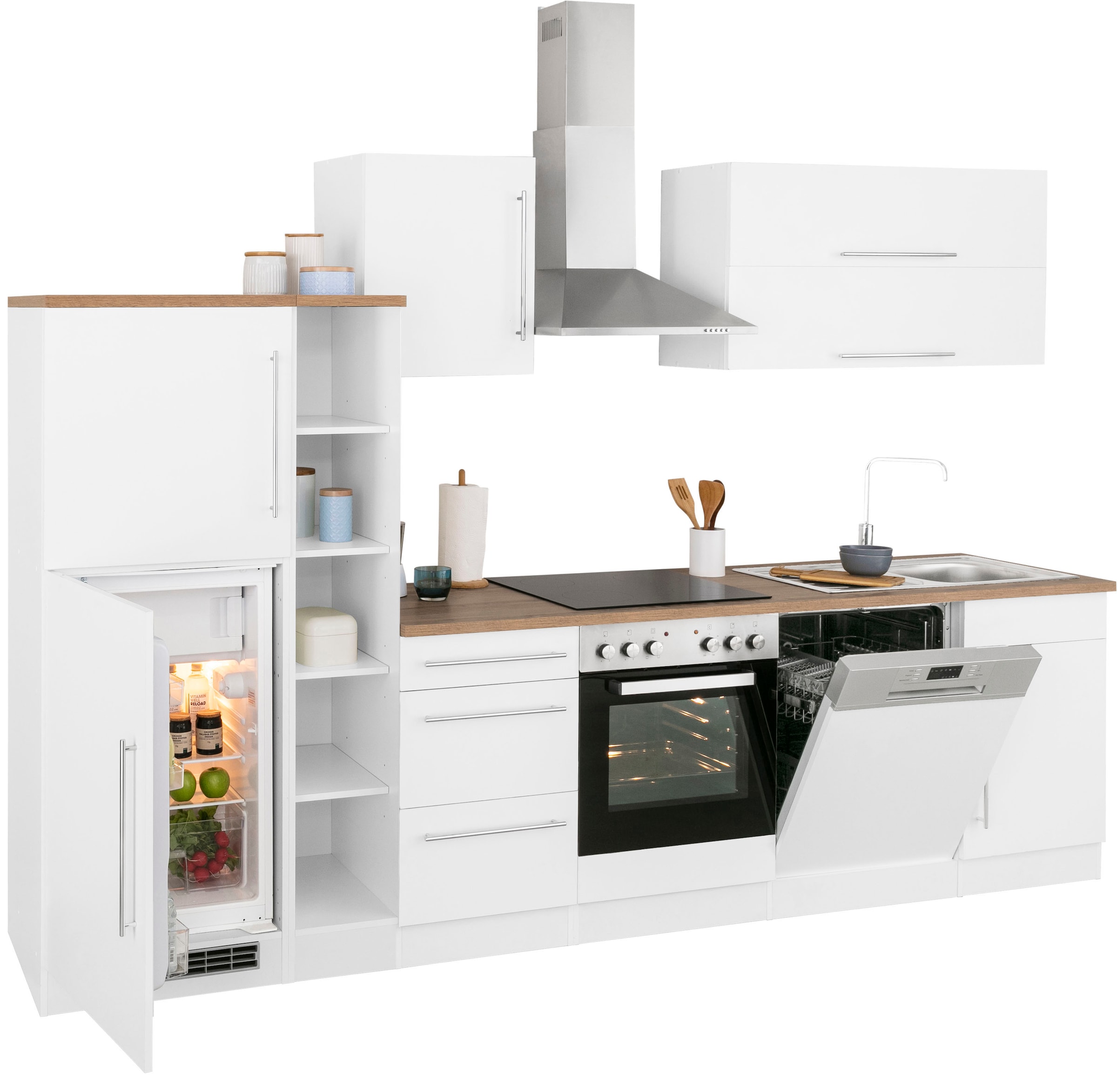 KOCHSTATION Küchenzeile »KS-Samos« Breite 310 cm, wahlweise mit E-Geräten, mit Arbeitsplatte