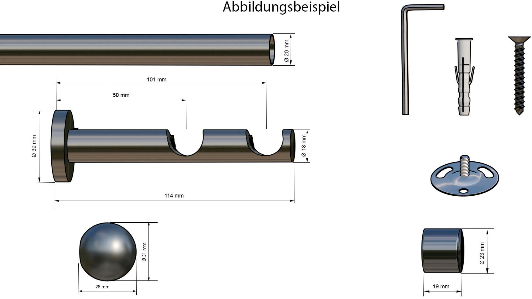 indeko Gardinenstange »Colombes«, 2 läufig-läufig, Wunschmaßlänge, Komplett-Set inkl. Montagematerial