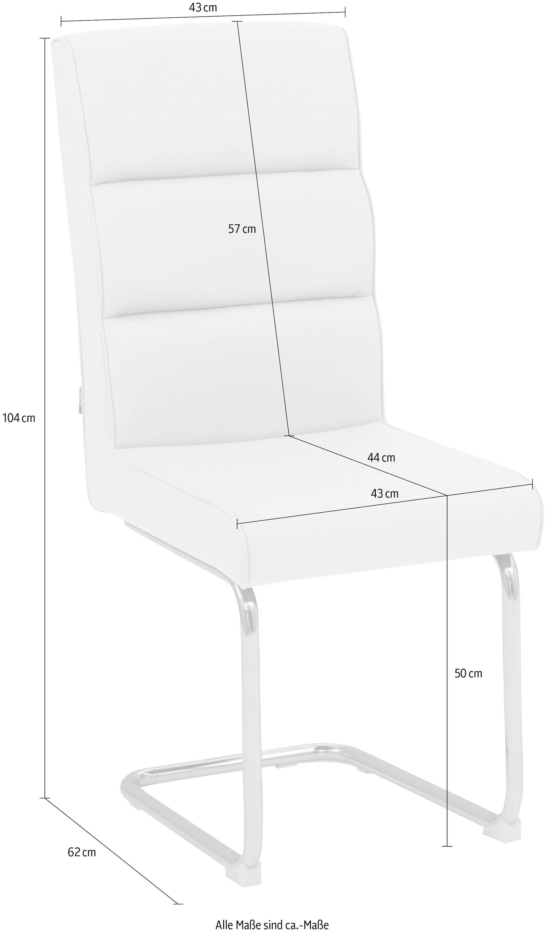 Sitz Webstoff, im 50 gepolstert, kaufen Sitzhöhe Metall, »Lano«, Freischwinger online 2er Gestell aus Set, cm INOSIGN