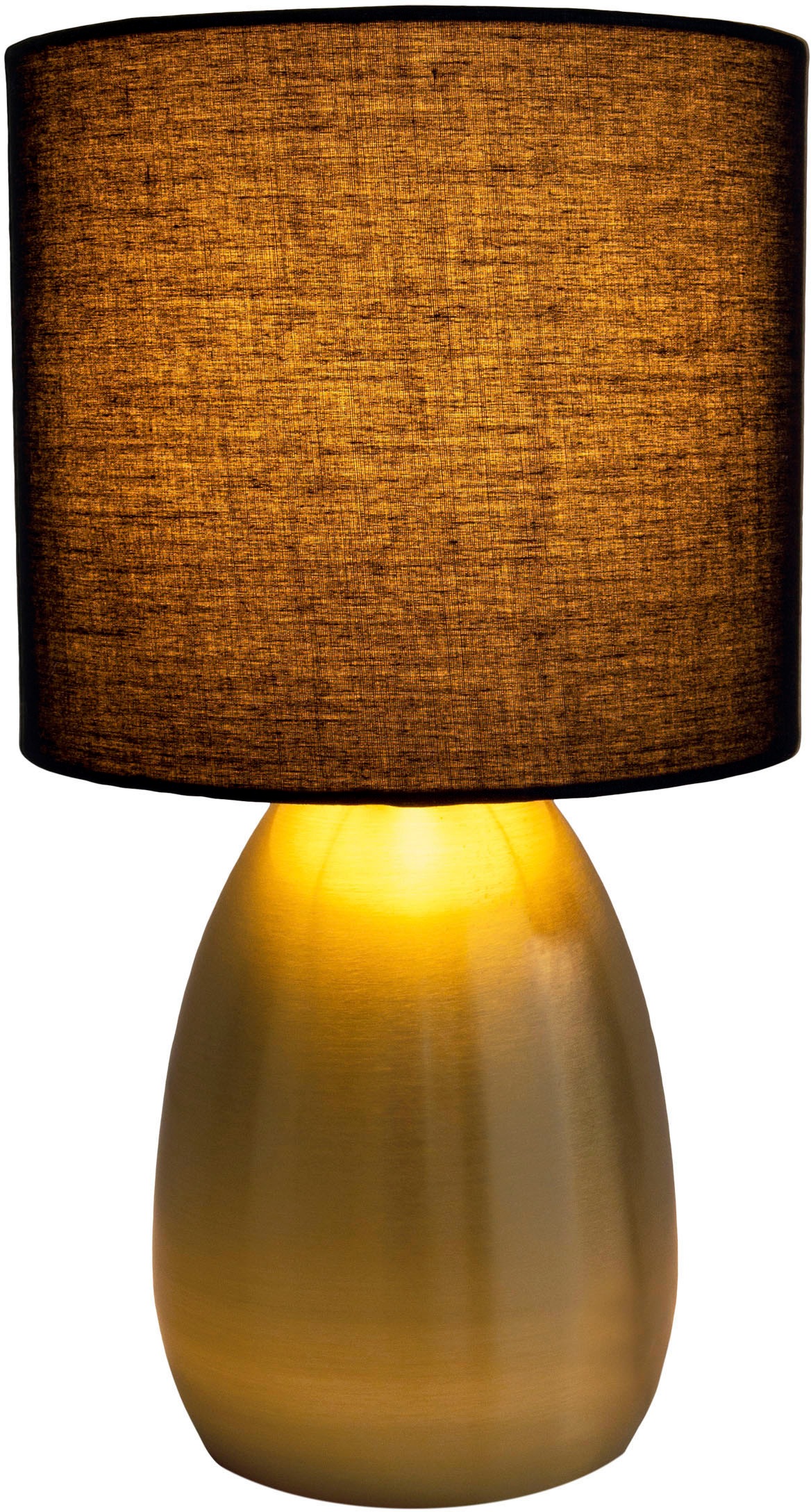 näve Tischleuchte »Aurum«, 1 flammig, Leuchtmittel E14 | ohne Leuchtmittel, 1xE14, Textilschirm schwarz, Fuß gold, Höhe 33cm, Zuleitung 150cm