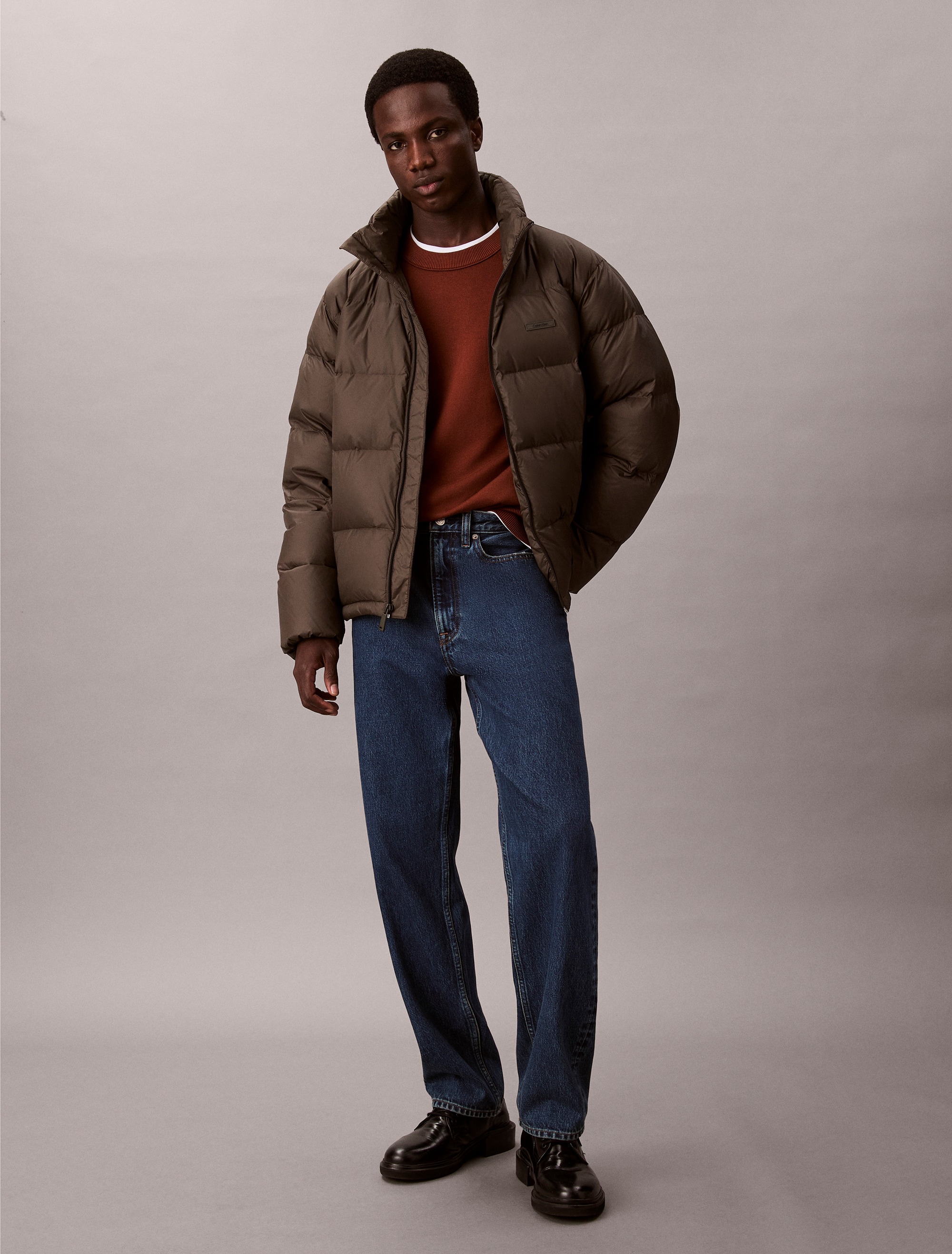 Calvin Klein Steppjacke »LS MDWT NYLON CHNNL DOWN PUFFER« ohne Kapuze Mit Rundhalsaussschnitt, regular fit