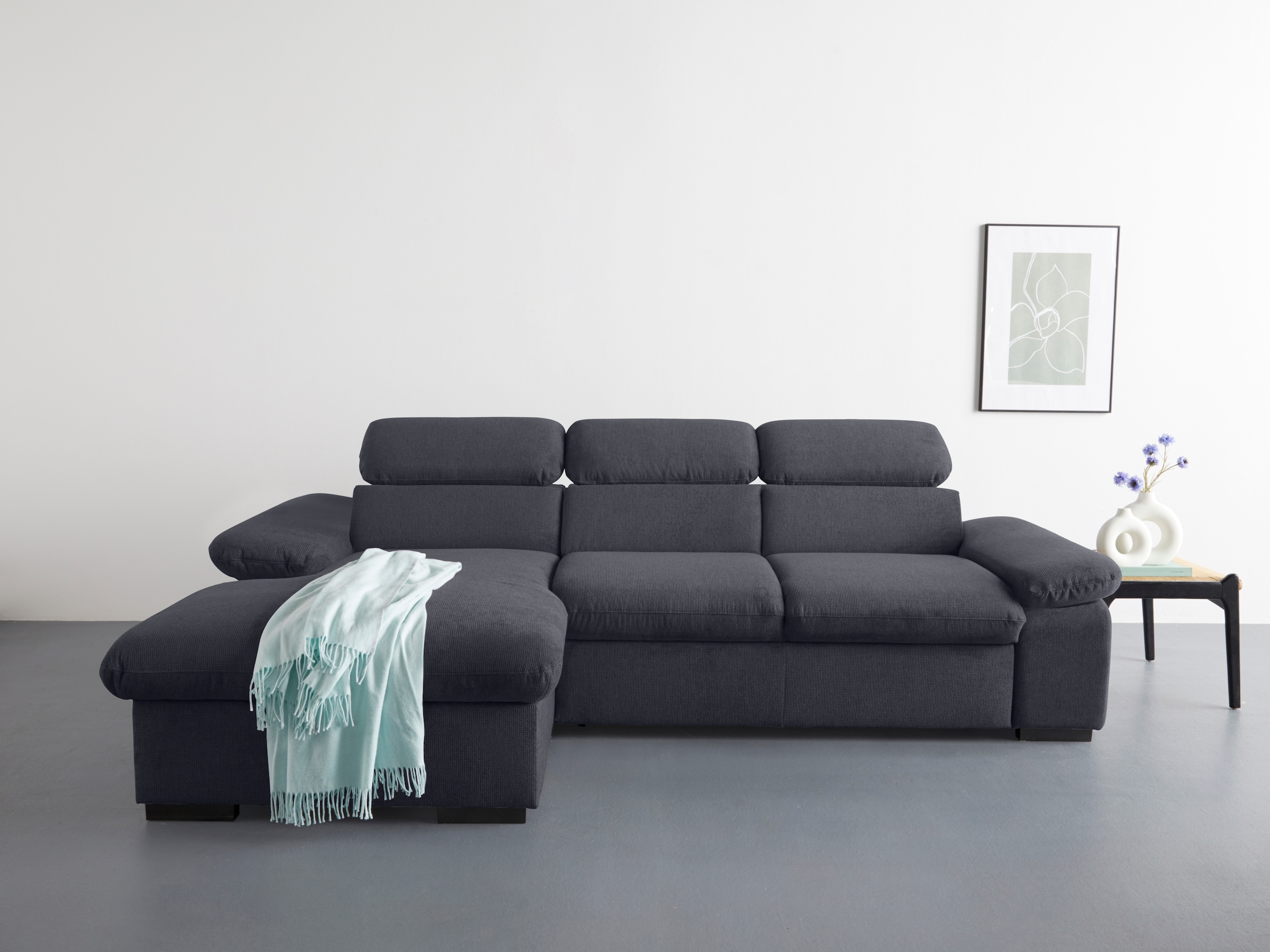 COTTA Ecksofa »Lola L-Form mit Kopfteilfunktion & Hocker« wahlweise mit Bet günstig online kaufen