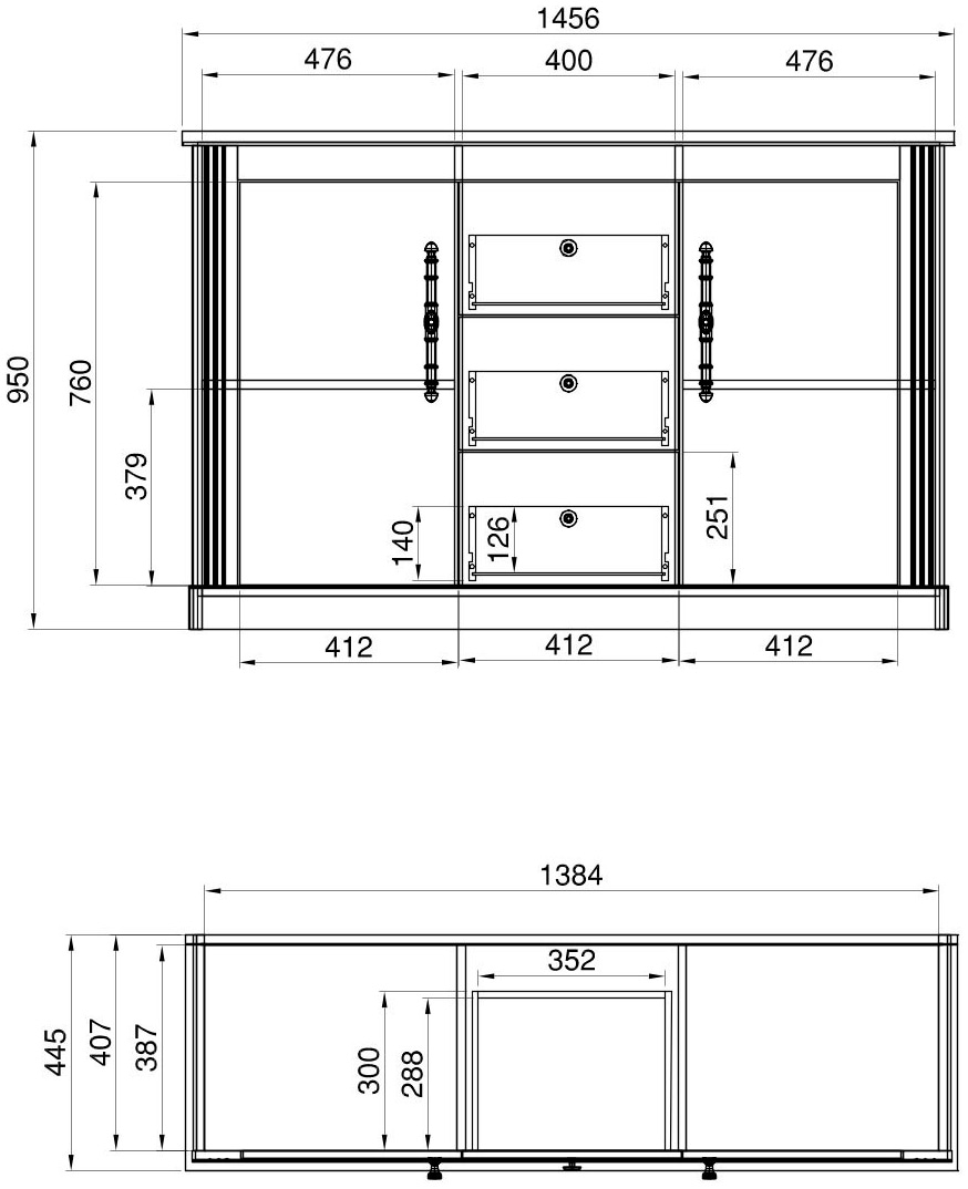 OTTO home Büromöbel-Set »Westminster, wohnliches Home-Office, Büro in zwei Farben verfügbar« Set, 2 tlg. enthält Sekretär und Sideboard im Landhausstil, mit Kabelkanal