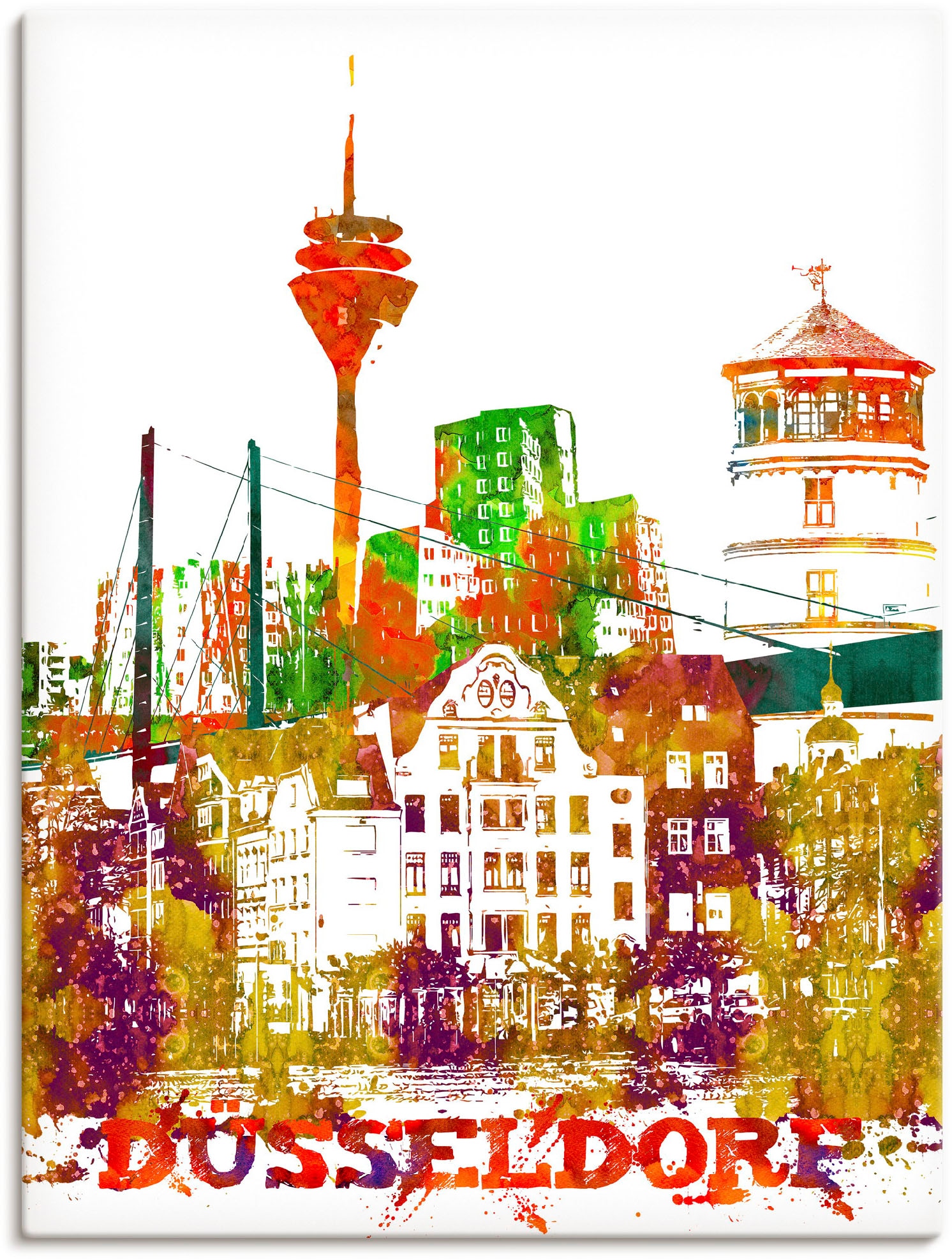 Artland Leinwandbild »Düsseldorf Grafik« Düsseldorf 1 Stk. tlg. auf Keilrah günstig online kaufen