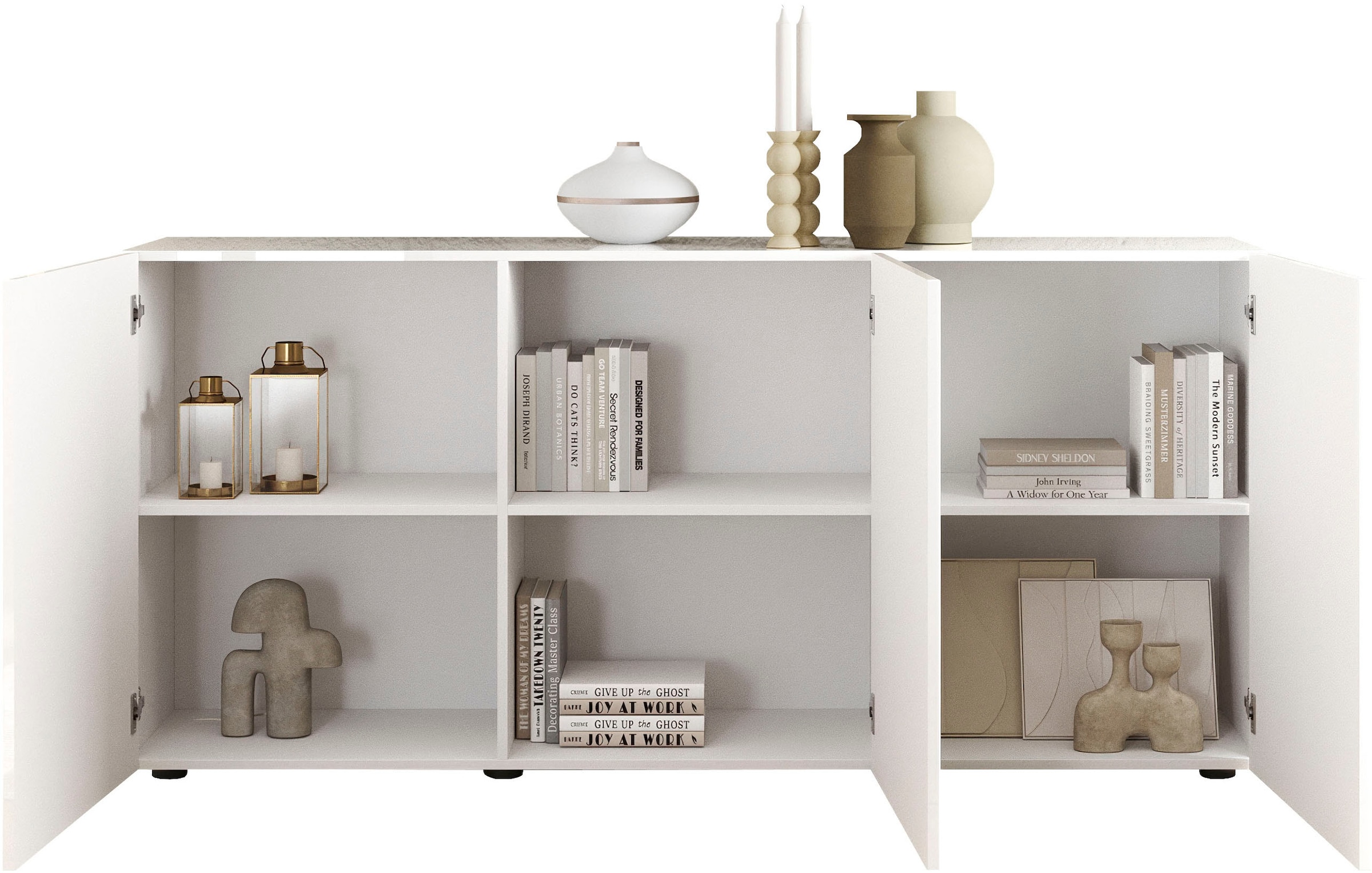 INOSIGN Sideboard »Rio Breite 181 cm, Kommode mit 3 Türen, Anrichte,« geriffelte MDF-Fronten, modern u. elegant, viel Stauraum