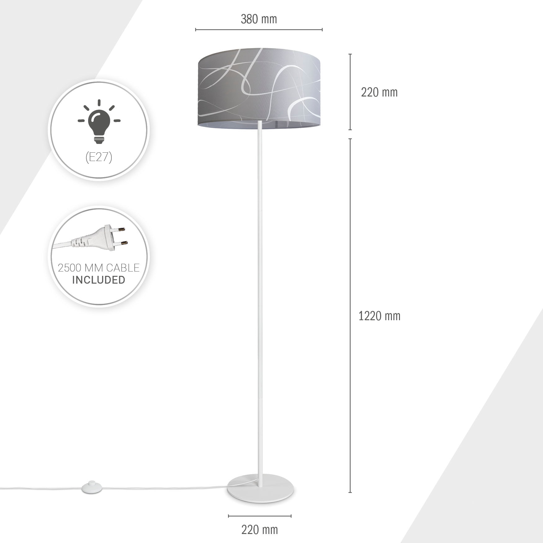 Paco Home Stehlampe »Luca Tribal«, Leuchtmittel E27 | ohne Leuchtmittel, Dreibein Mit Lampenschirm Stoff Stehleuchte Modern Abstrakt Uni E27
