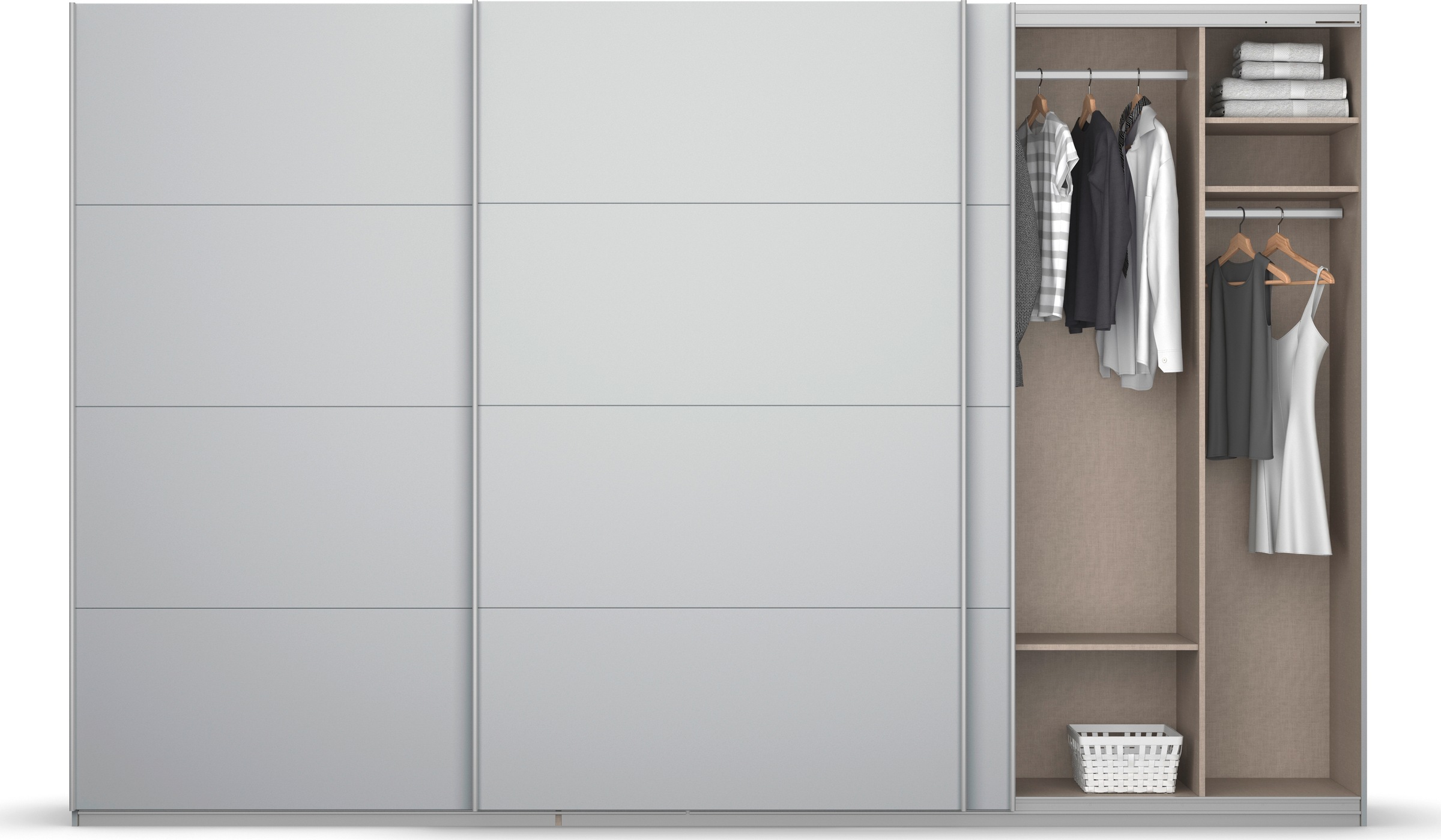 rauch Schwebetürenschrank »Kleiderschrank Schrank Garderobe KOLUNA mit Dekor-Front«, inkl. 2 Innenschubladen sowie extra Einlegeböden MADE IN GERMANY