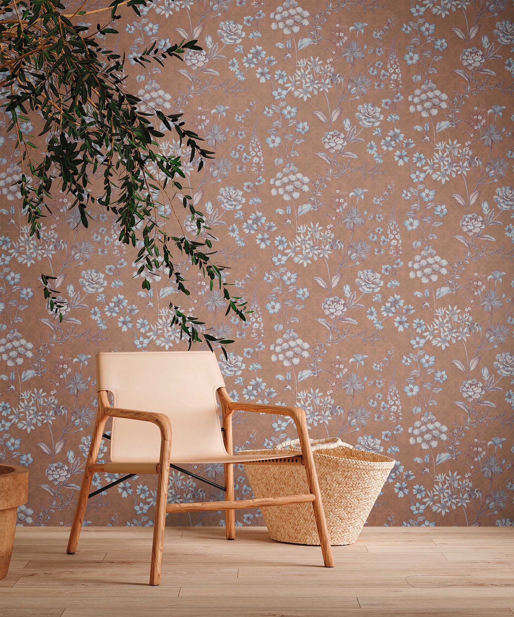 living walls Vliestapete »Metropolitan Stories. Travel Styles. Blumentapete«, matt-gemustert-neutral, Tapete Skandinavisch Skandi-Stil Floral Tapeten Wohnzimmer modern Flur
