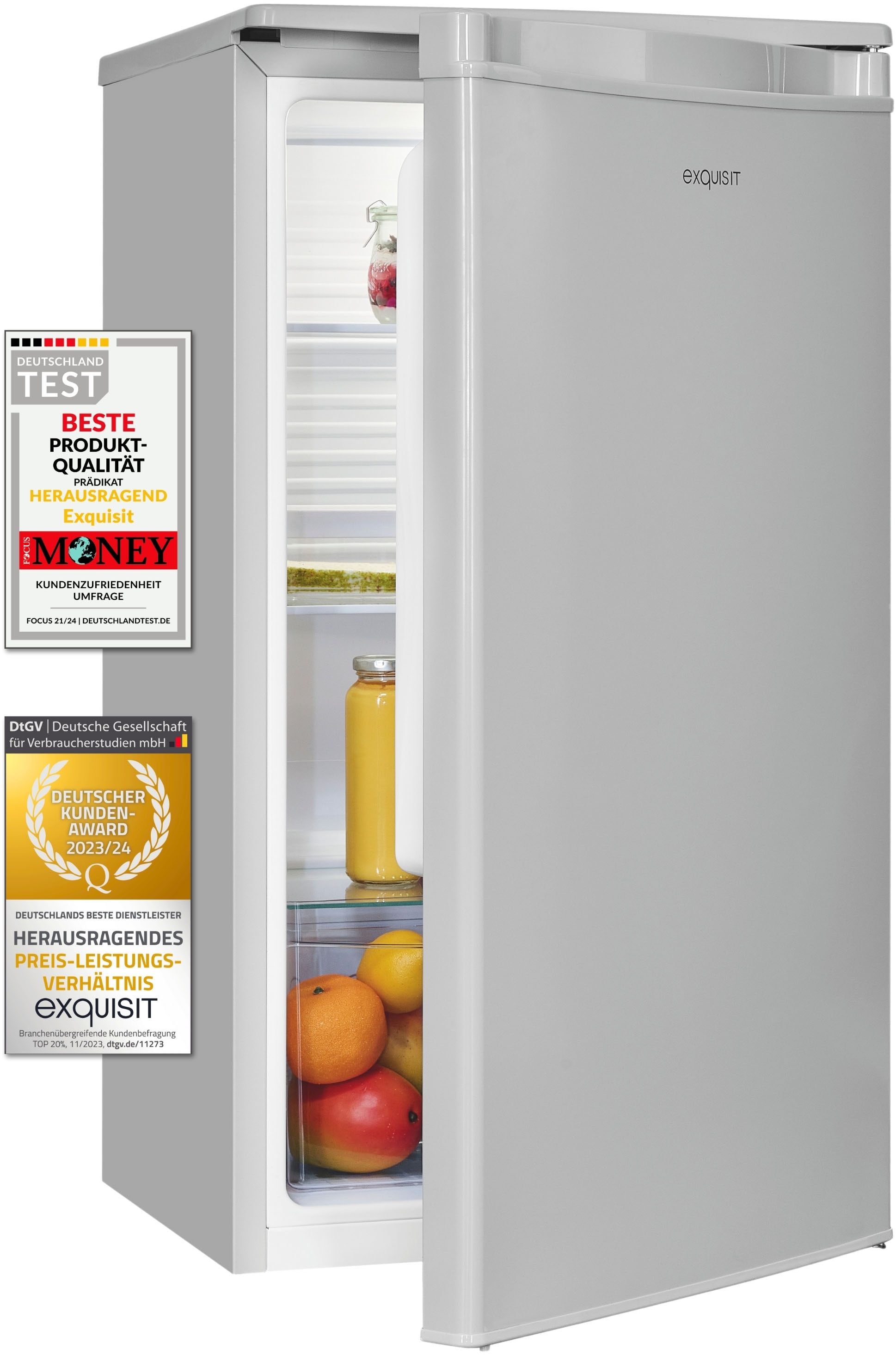 exquisit Vollraumkühlschrank »KS85-V-O91E grau«, 76 L Volumen