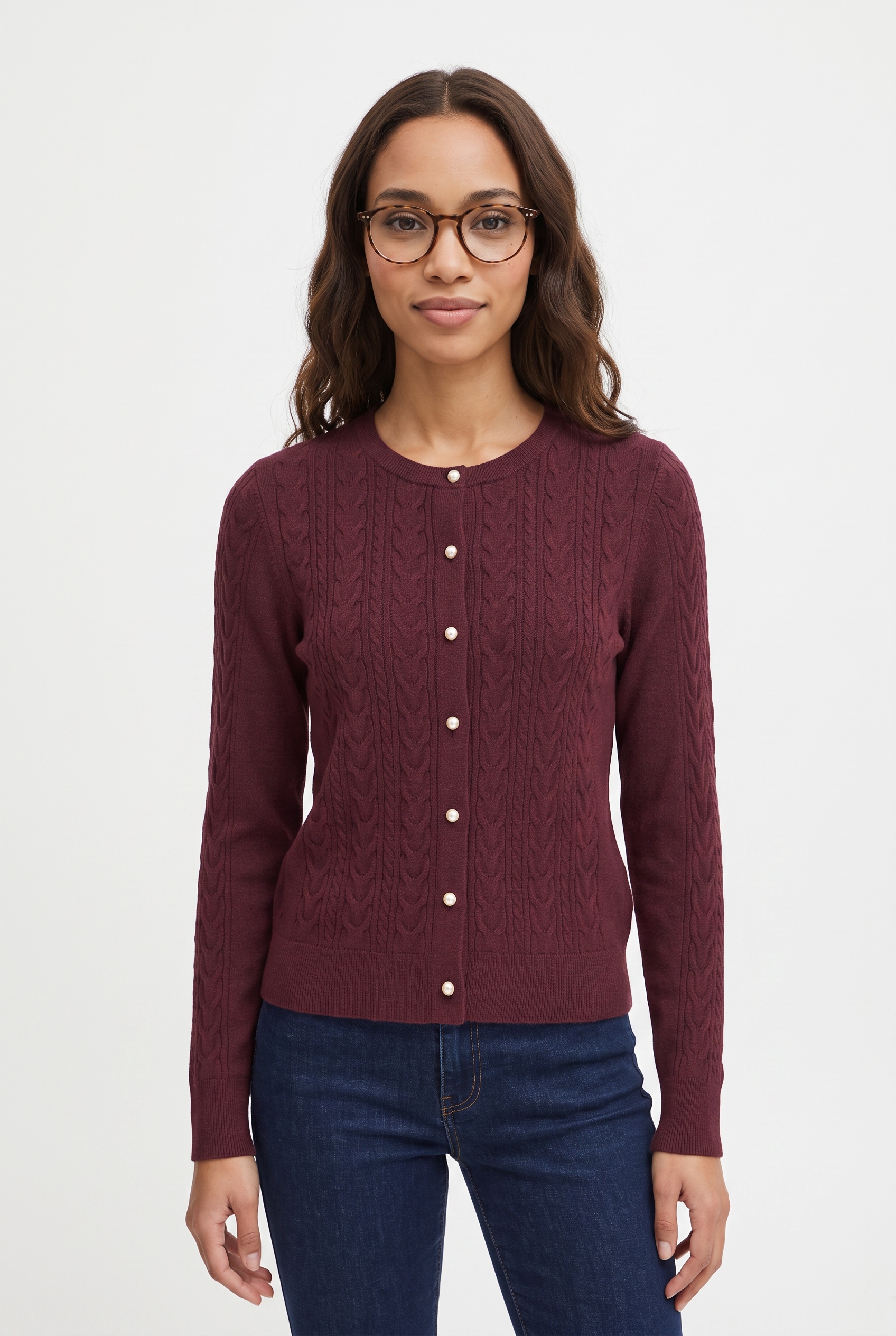 Vila Strickjacke »VIKERRY CABLE L/S KNIT CARDIGAN-NOOS« Materialmix, normal geschnitten