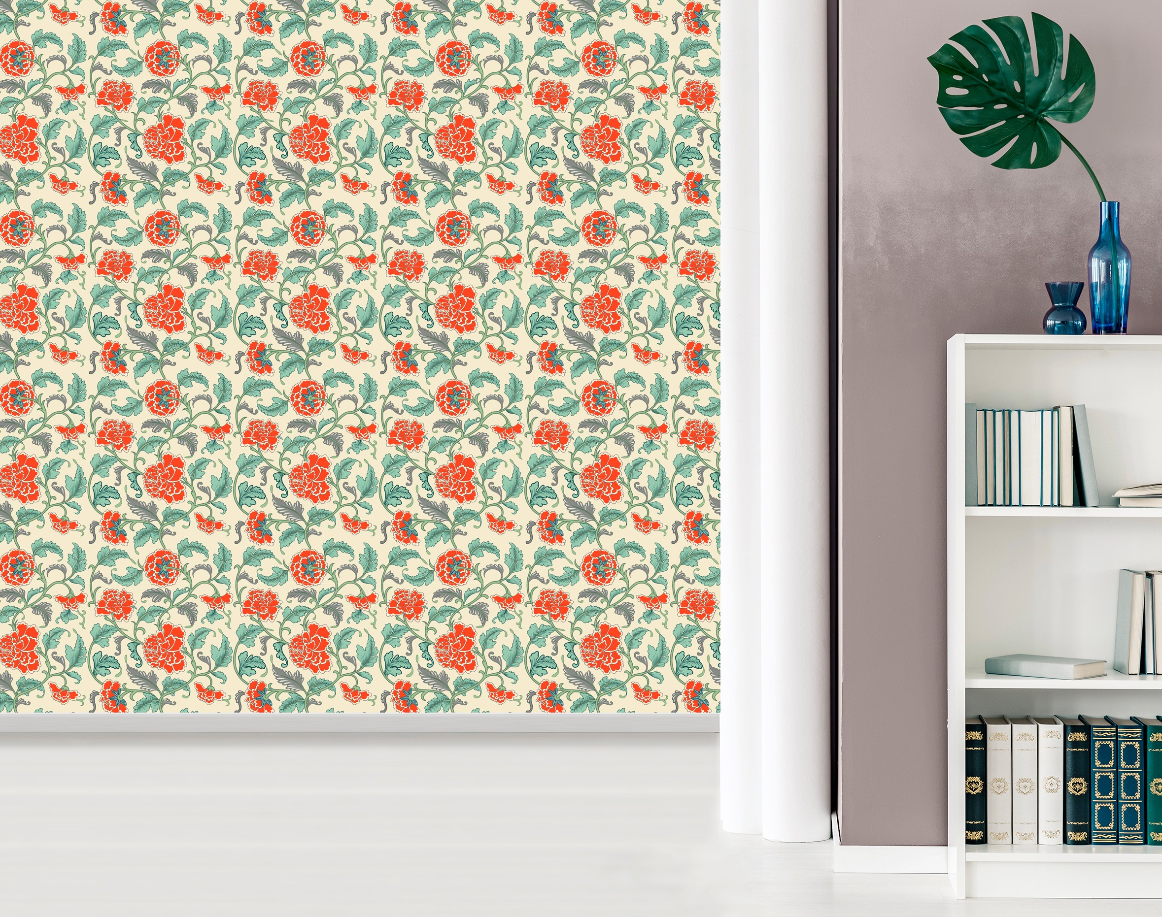 queence Vinyltapete »Ashley« Motiv   bedruckt   botanisch   floral   gemust günstig online kaufen