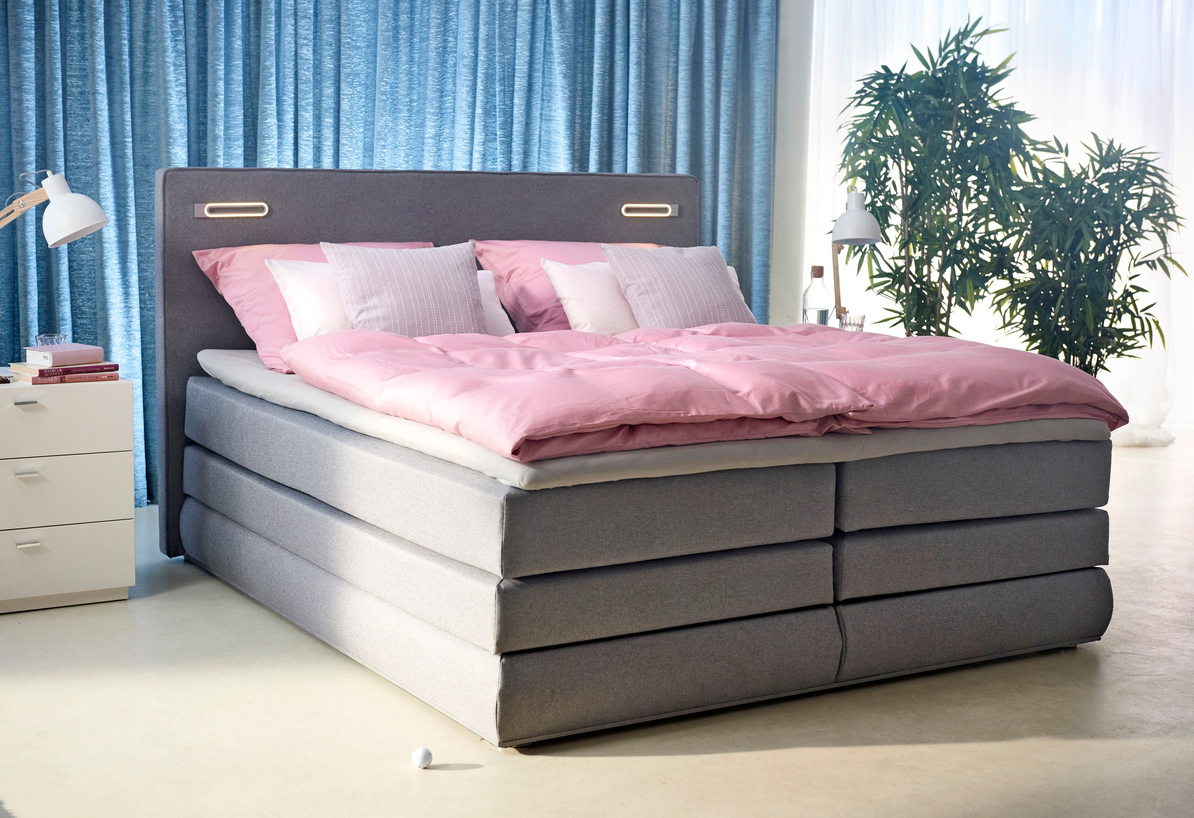 COLLECTION AB Boxspringbett »Ninoni«, inkl. Bettkasten, Topper und wahlweise mit LED-Beleuchtung, Liegefläche 180 x 200 cm