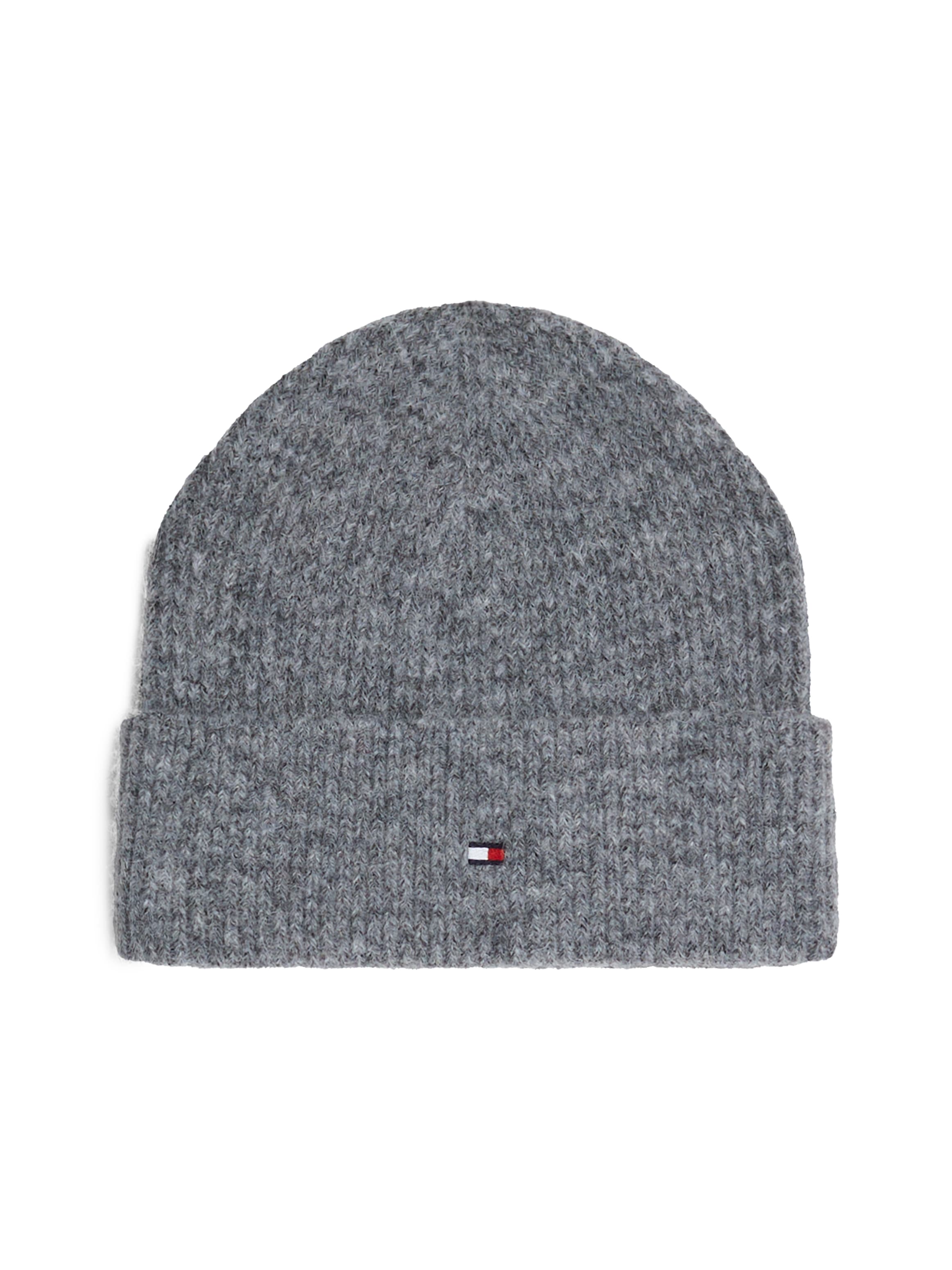 Tommy Hilfiger Strickmütze »ESSENTIAL FLAG FUZZY BEANIE«, mit Logostickerei