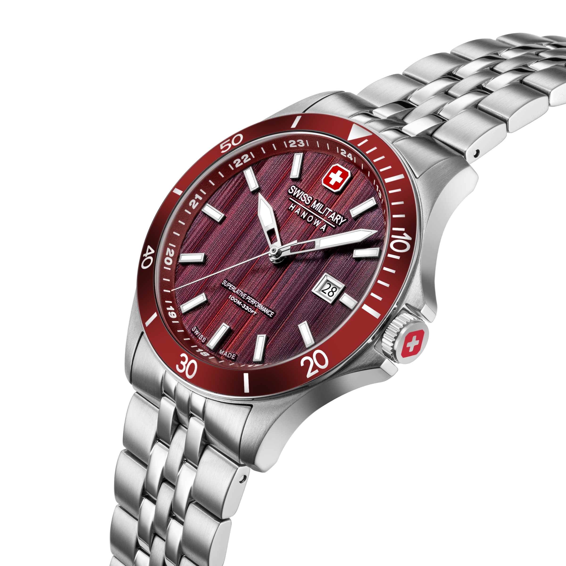 Swiss Military Hanowa Quarzuhr »Flagship Elements« Armbanduhr, Herrenuhr, Swiss Made, Edelstahlarmband, analog, Tag