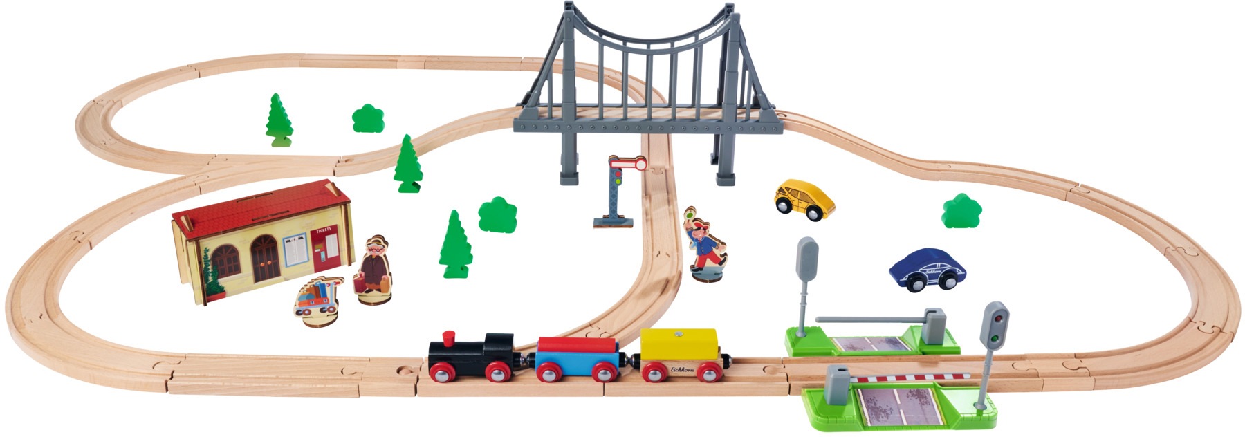 Eichhorn Spielzeug-Eisenbahn »Bahnset mit Brücke«, (Set, 55 tlg.), FSC®- schützt Wald - weltweit