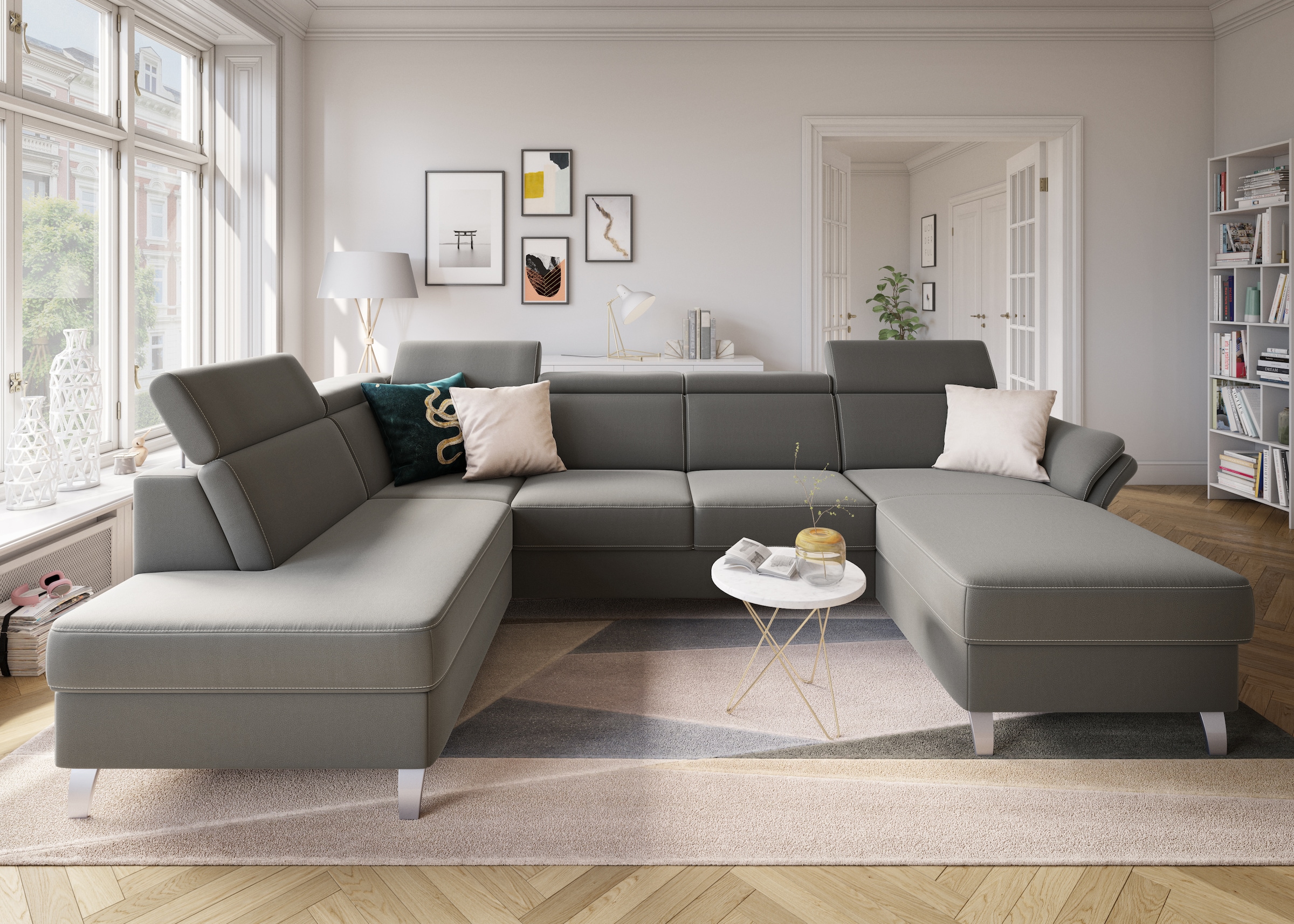 sit&more Wohnlandschaft »Vincenzo U-Form« inklusive Kopfteilverstellung, optional Schlaffunktion & Bettkasten