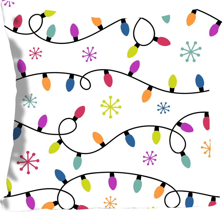 queence Dekokissen »Connor«, Kissenhülle,Bunte Lichterkette,Weiß,Weihnachte günstig online kaufen