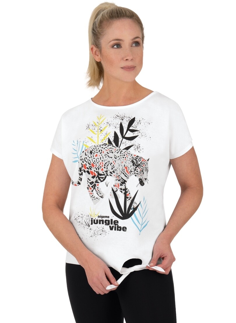 Druckmotiv« T-Shirt exotischem »TRIGEMA bestellen online Trigema T-Shirt mit