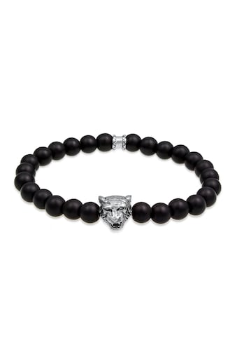 Kuzzoi Armband »Herren Tiger Kopf Onyx Edelsteine Black 925 Silber« kaufen